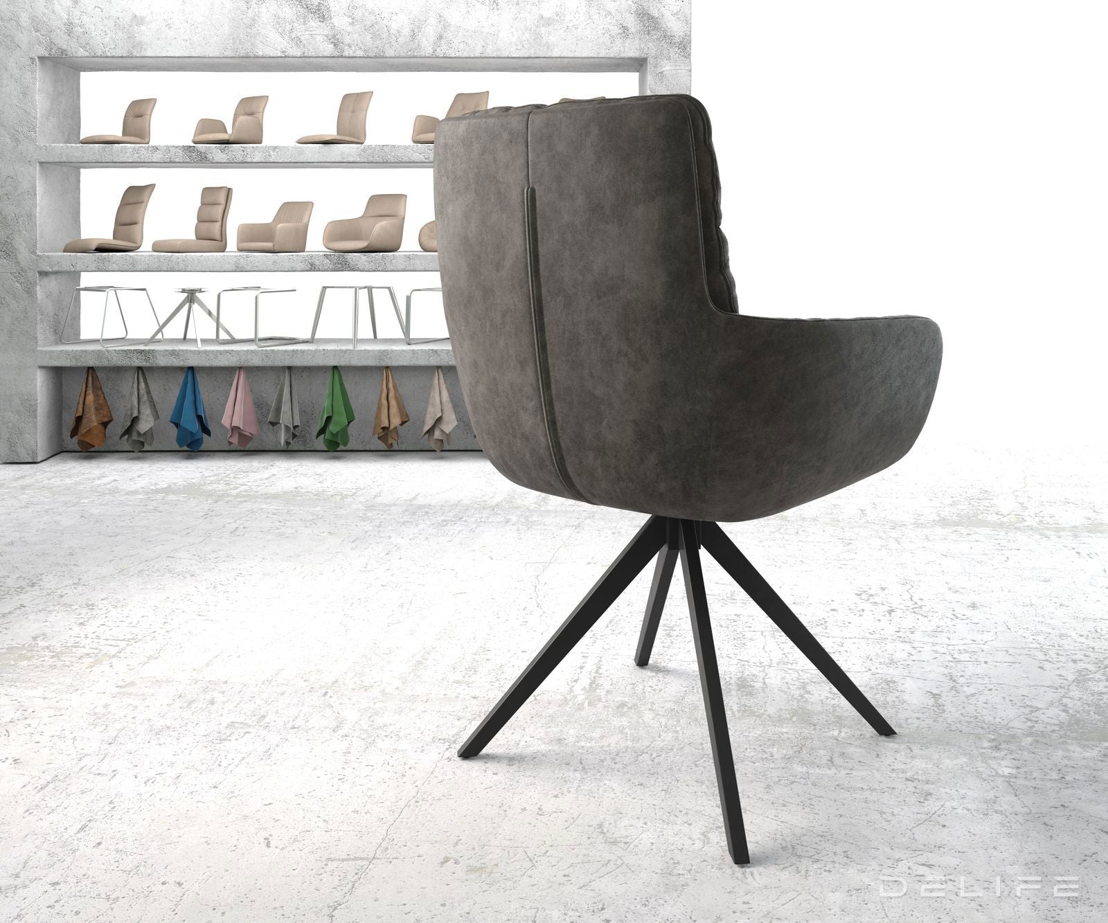 Blagovaonska stolica s rukonaslonom Abelia, Materijal: Mikrofibra