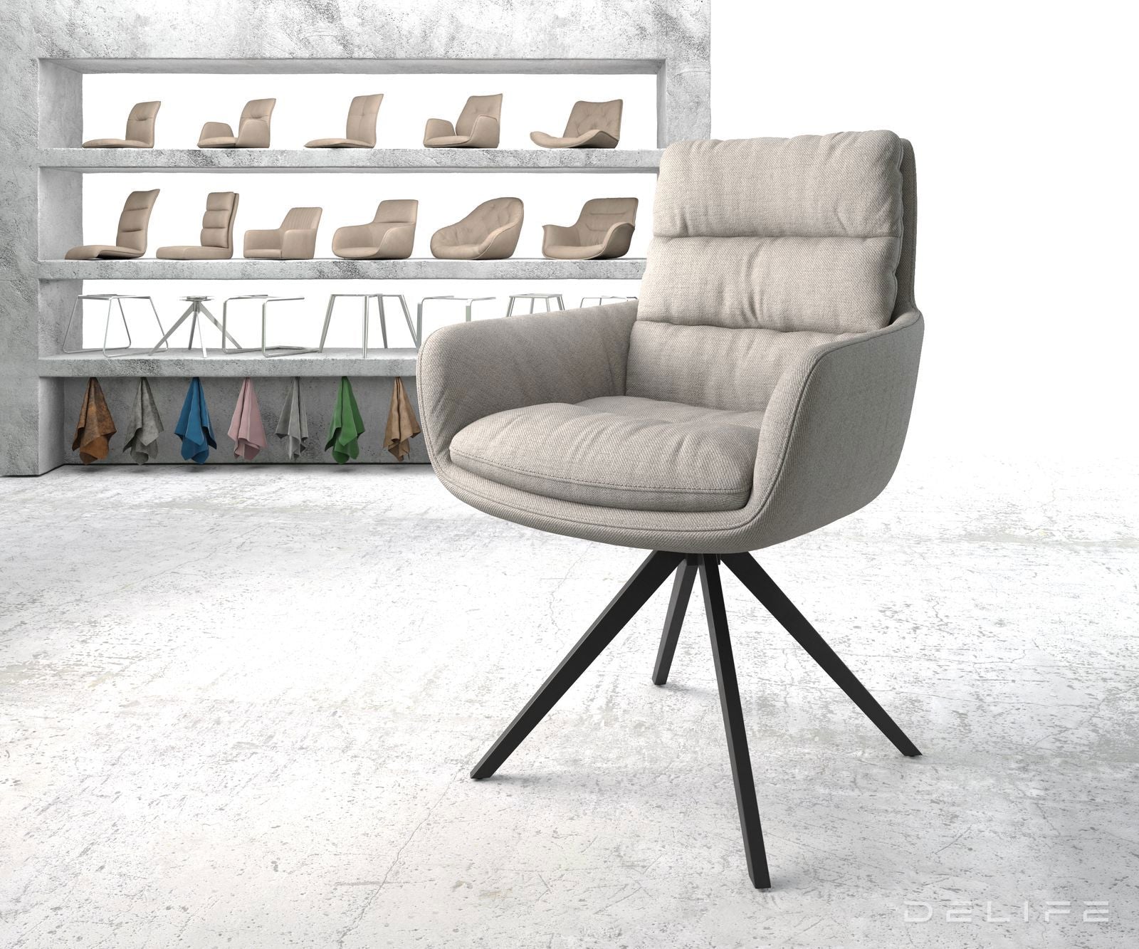 Blagovaonska stolica s rukonaslonom Abelia, Materijal: Ravno tkanje