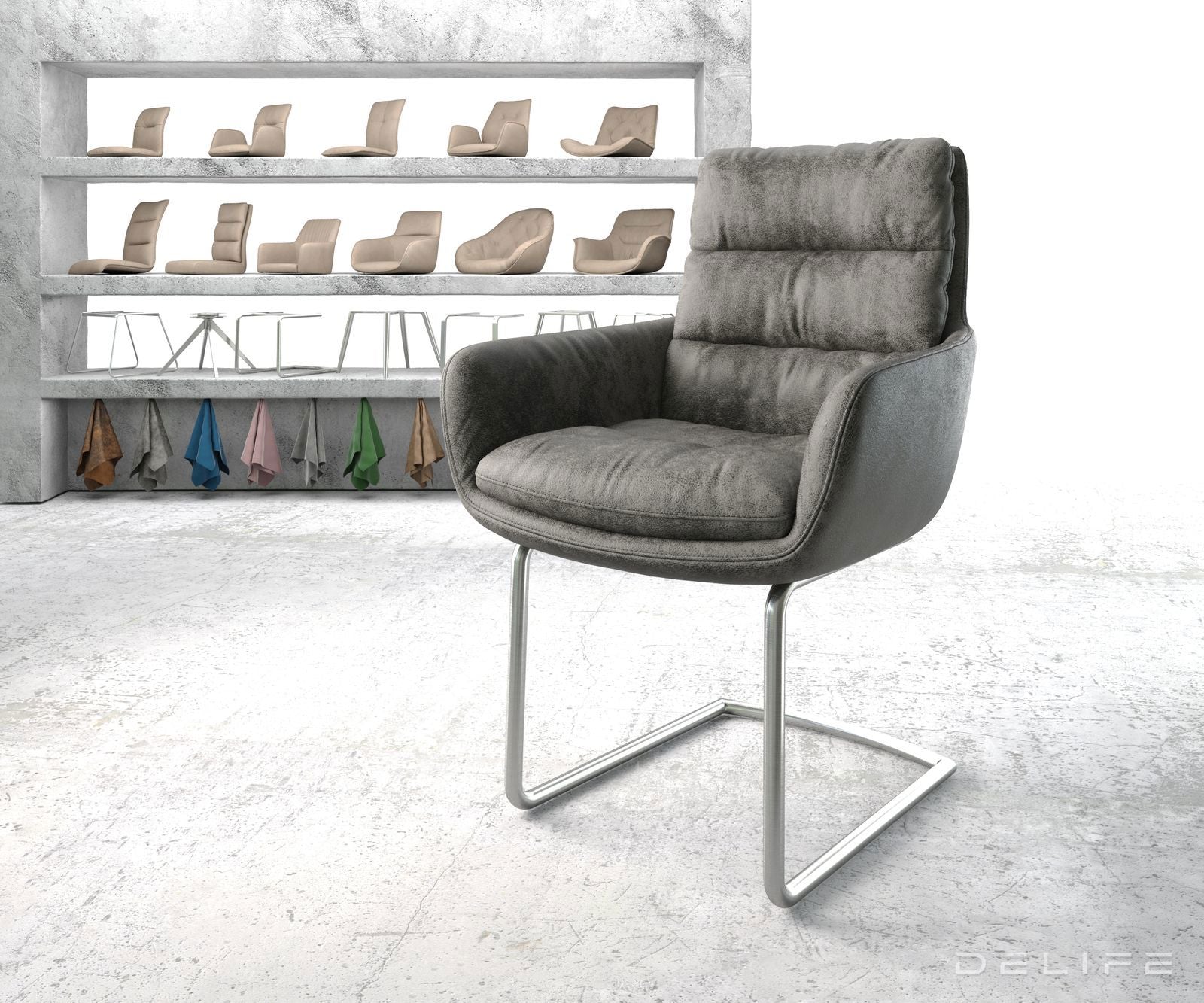 Blagovaonska stolica s rukonaslonom Abelia, Materijal: Mikrofibra