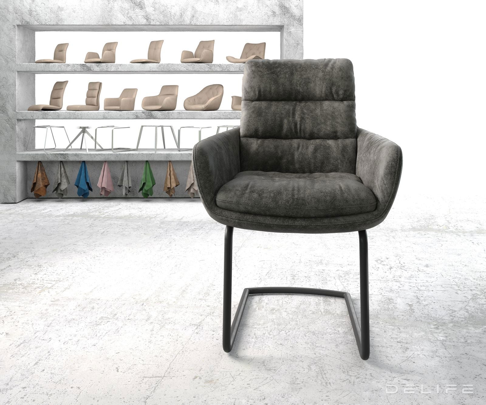 Blagovaonska stolica s rukonaslonom Abelia, Materijal: Mikrofibra