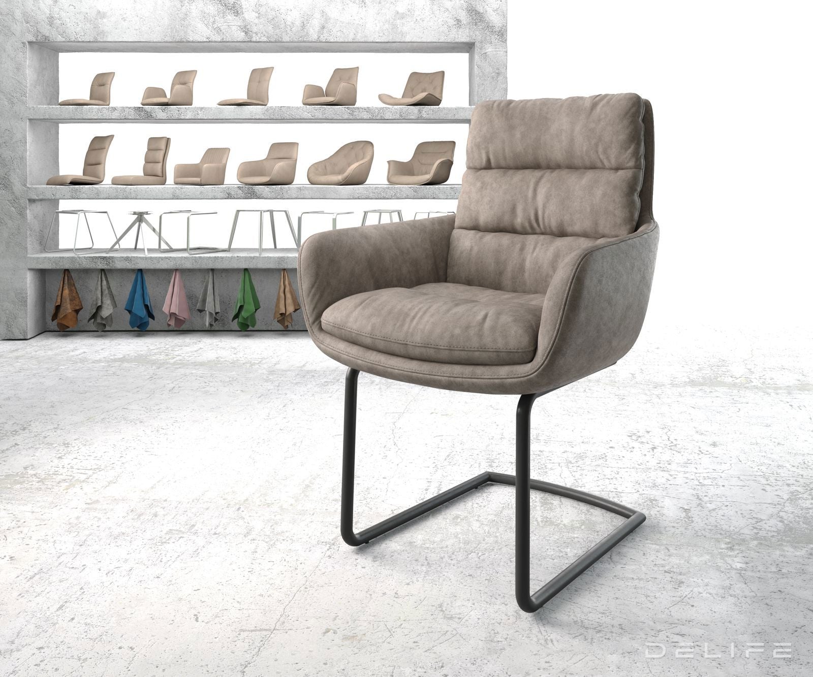 Blagovaonska stolica s rukonaslonom Abelia, Materijal: Mikrofibra