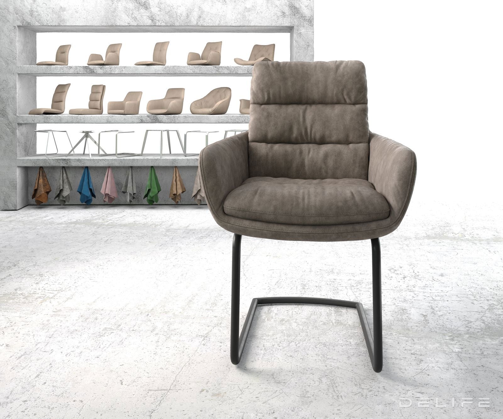 Blagovaonska stolica s rukonaslonom Abelia, Materijal: Mikrofibra