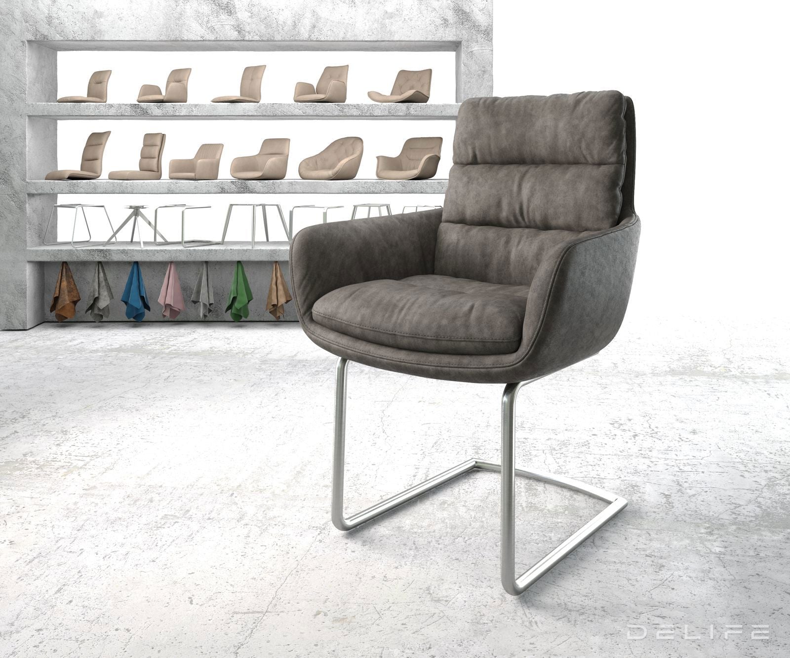 Blagovaonska stolica s rukonaslonom Abelia, Materijal: Mikrofibra