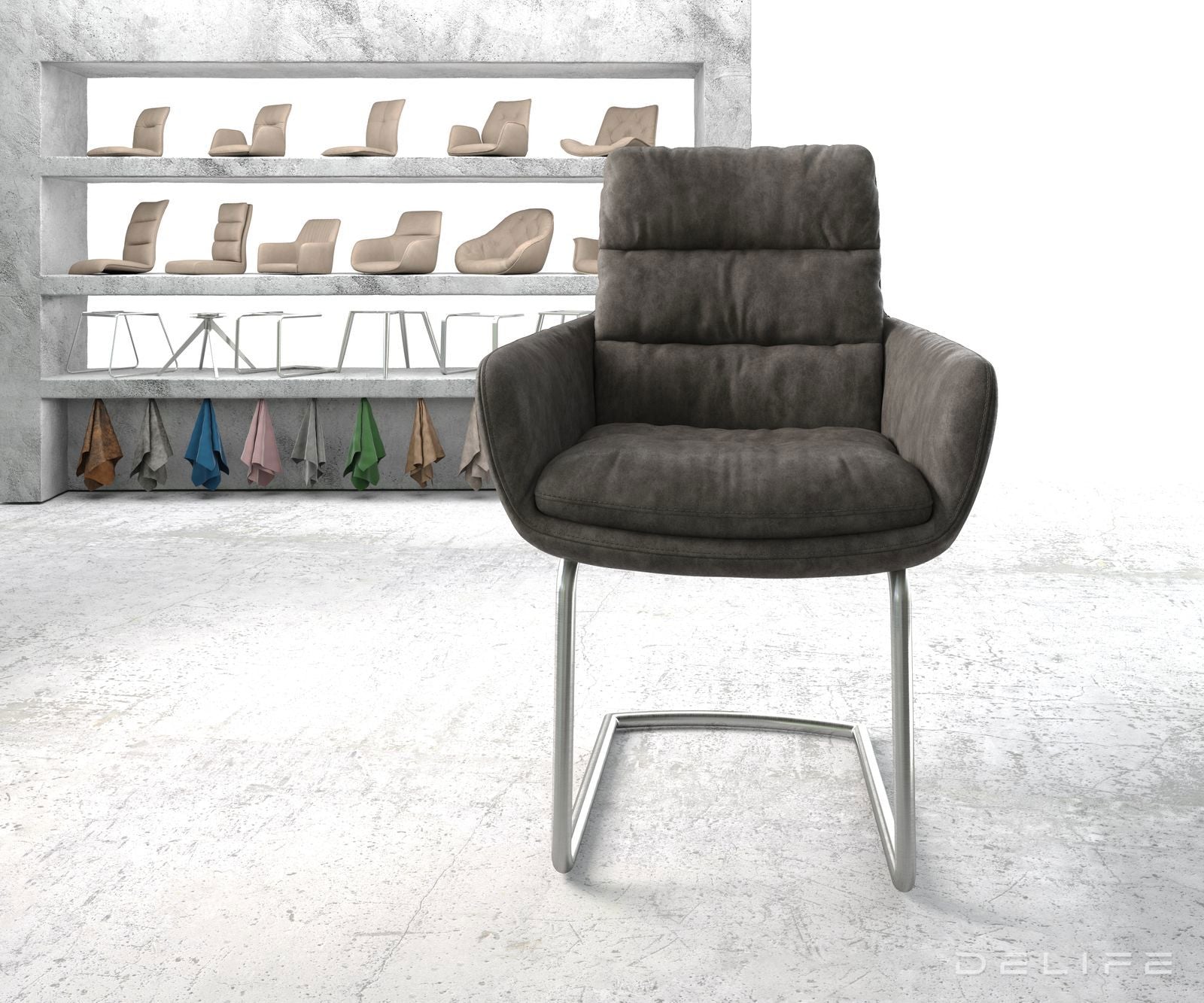 Blagovaonska stolica s rukonaslonom Abelia, Materijal: Mikrofibra