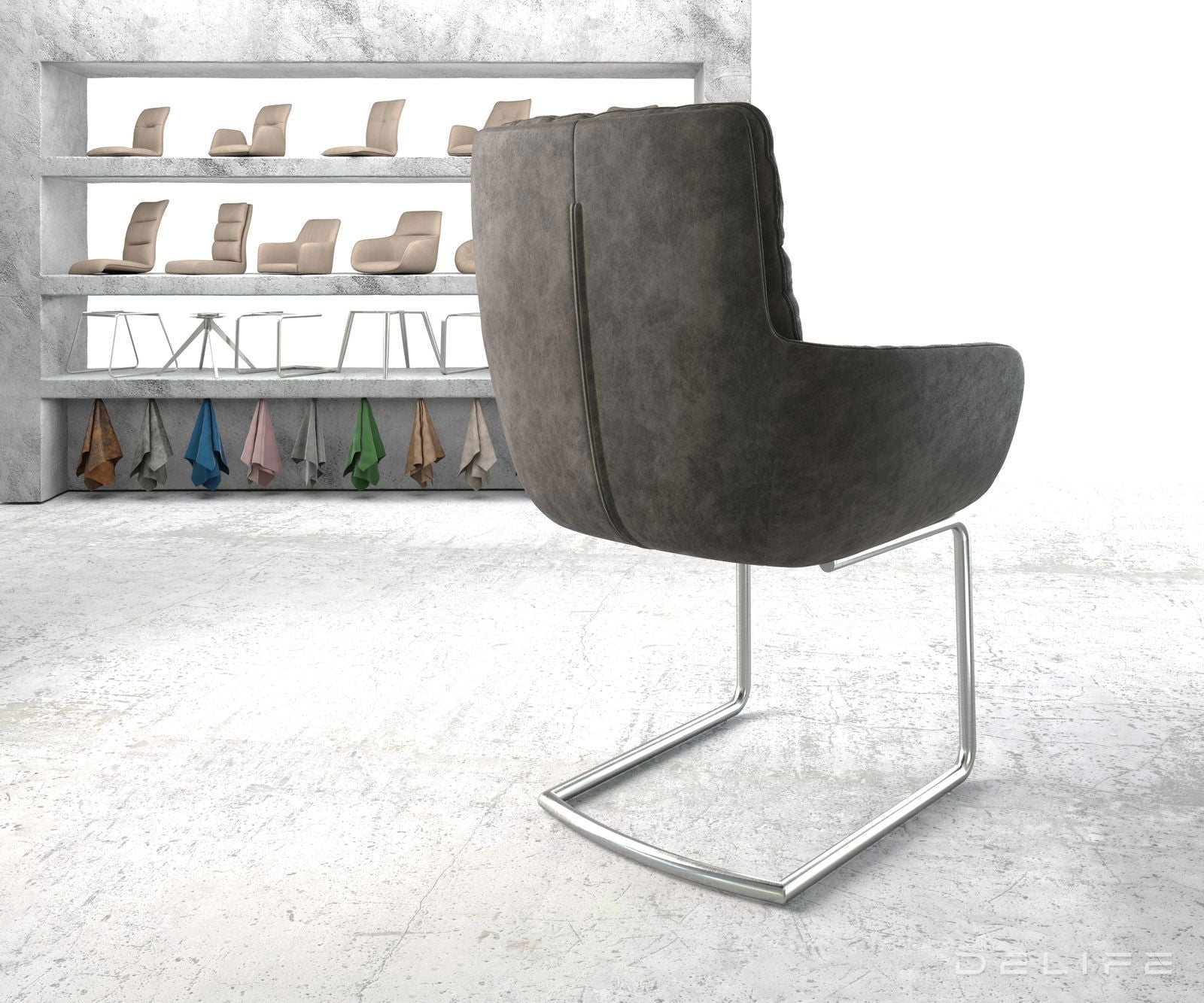 Blagovaonska stolica s rukonaslonom Abelia, Materijal: Mikrofibra