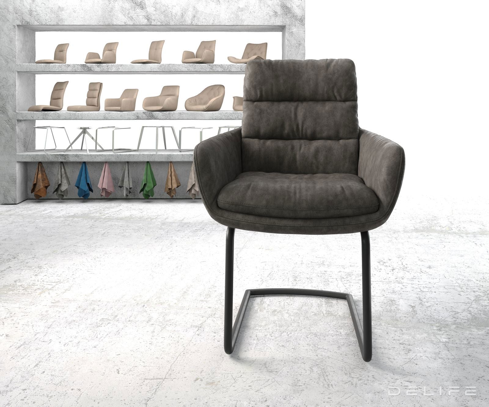 Blagovaonska stolica s rukonaslonom Abelia, Materijal: Mikrofibra