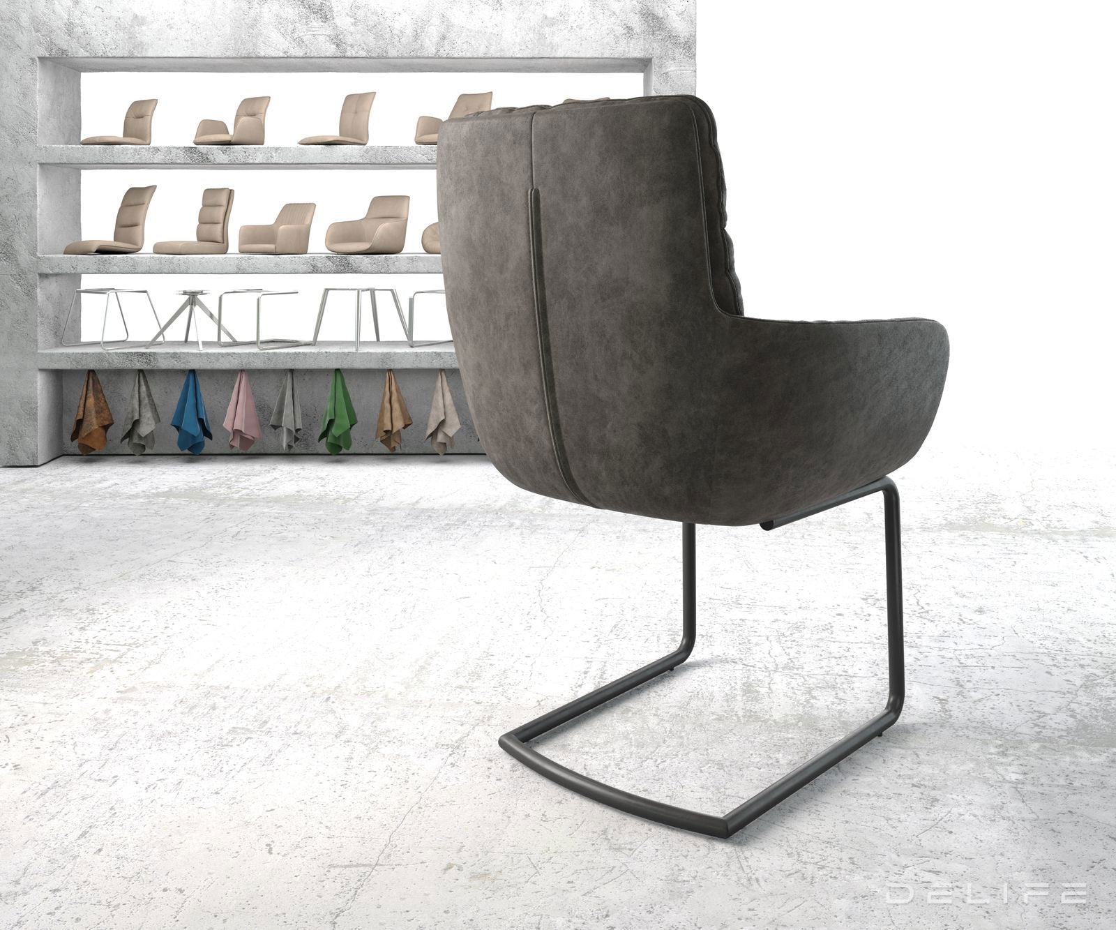 Blagovaonska stolica s rukonaslonom Abelia, Materijal: Mikrofibra