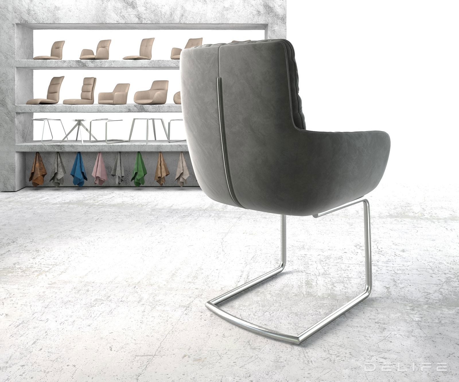 Blagovaonska stolica s rukonaslonom Abelia, Materijal: Baršun