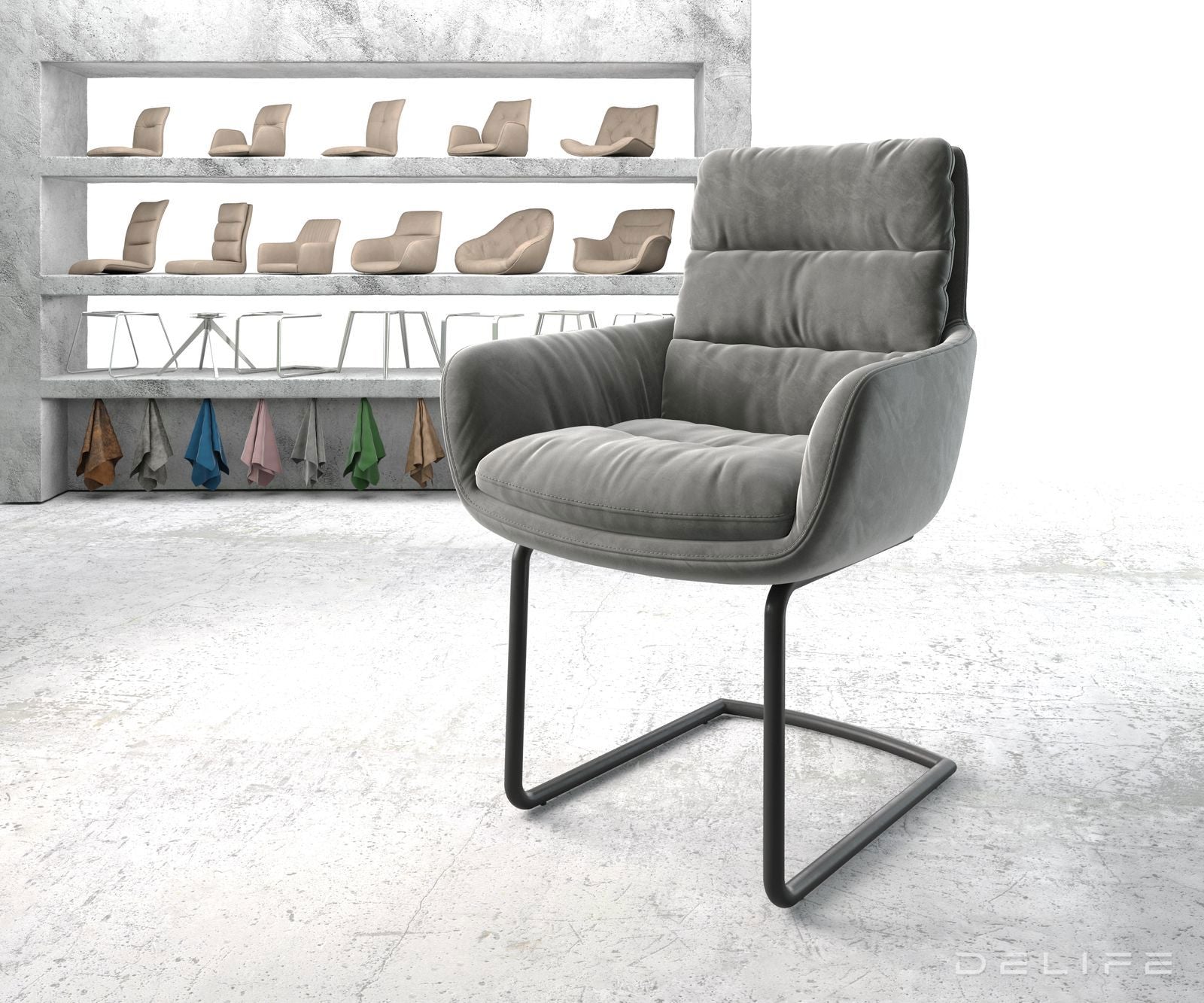 Blagovaonska stolica s rukonaslonom Abelia, Materijal: Baršun