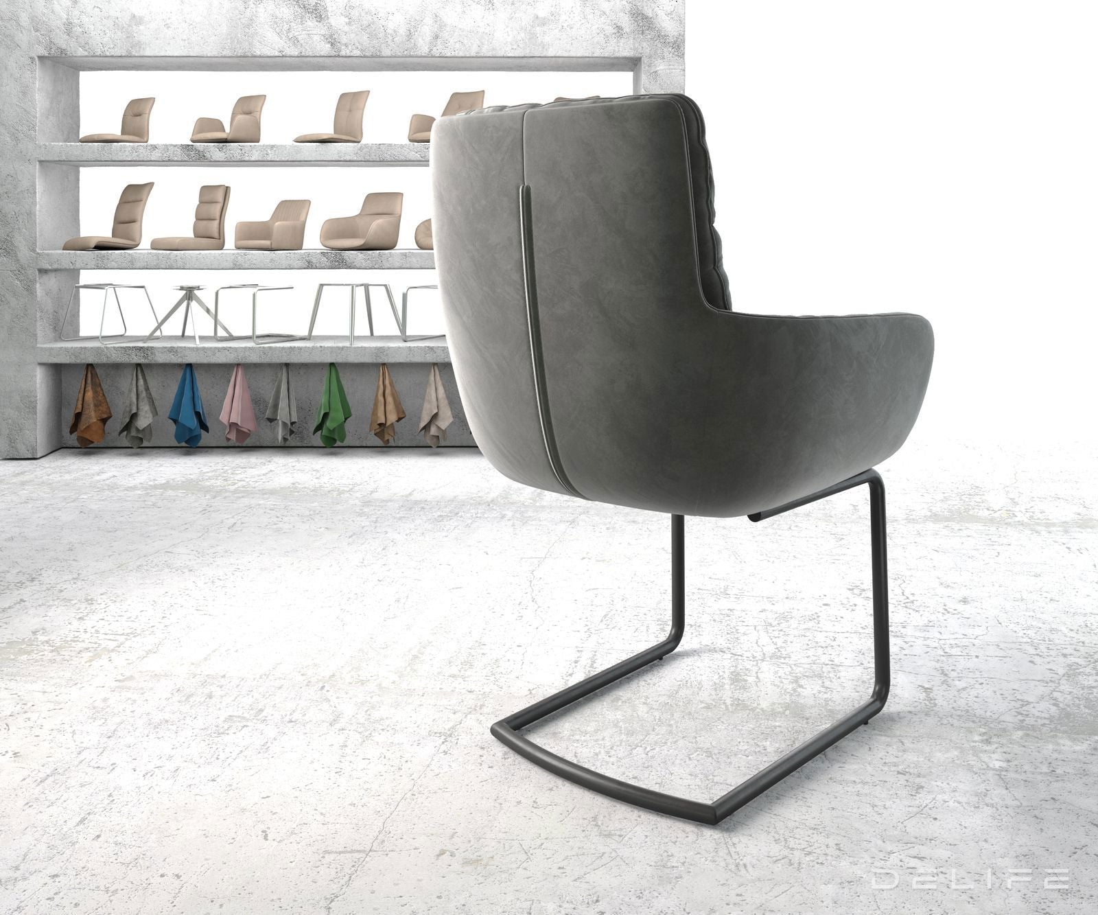 Blagovaonska stolica s rukonaslonom Abelia, Materijal: Baršun