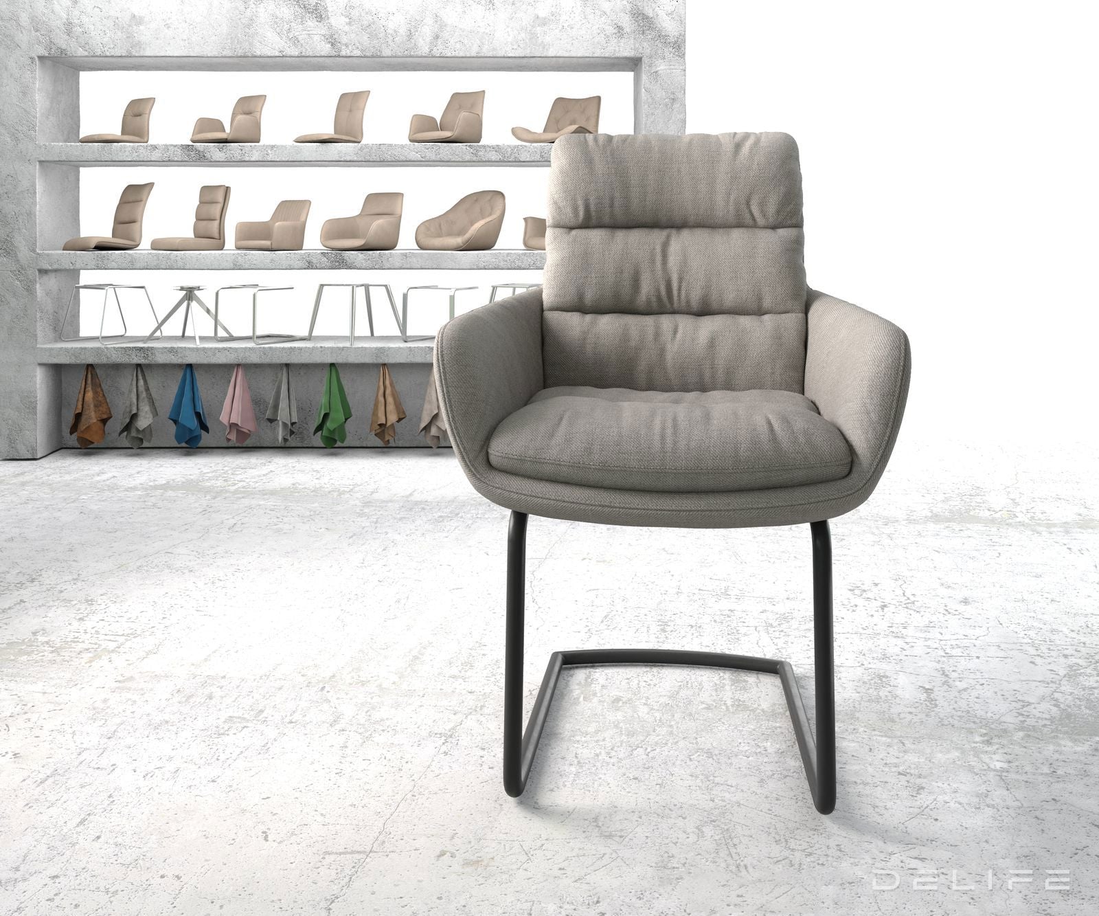 Blagovaonska stolica s rukonaslonom Abelia, Materijal: Ravno tkanje