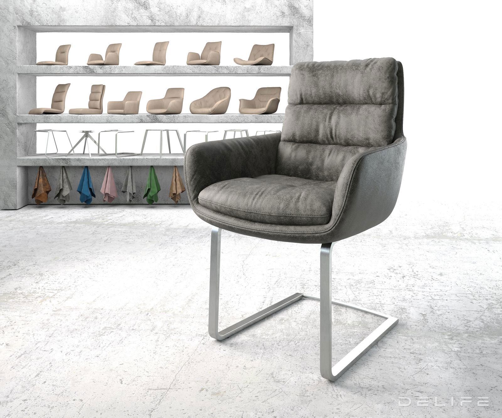 Blagovaonska stolica s rukonaslonom Abelia, Materijal: Mikrofibra