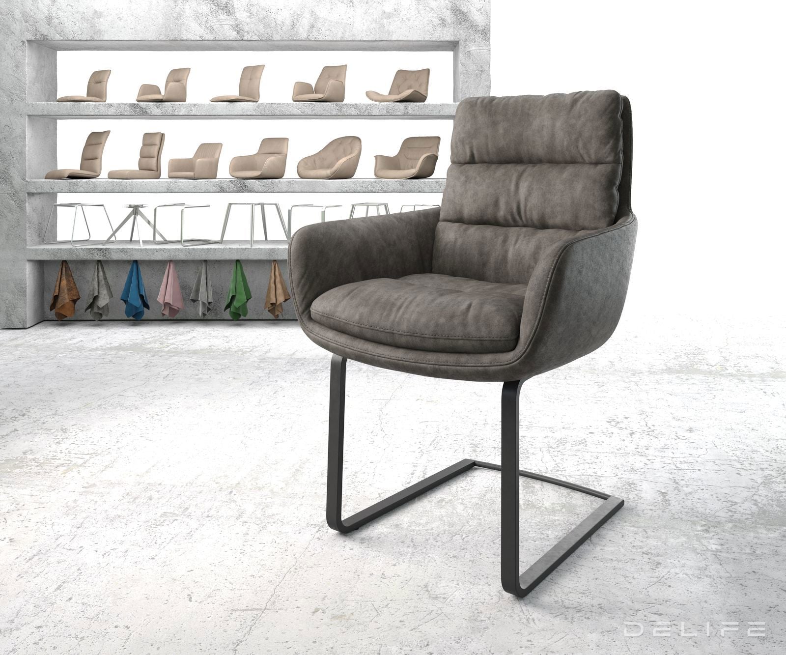 Blagovaonska stolica s rukonaslonom Abelia, Materijal: Mikrofibra