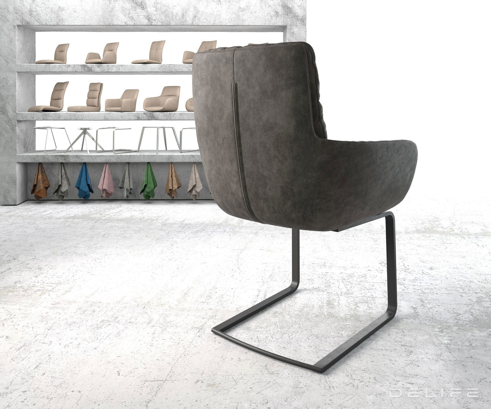 Blagovaonska stolica s rukonaslonom Abelia, Materijal: Mikrofibra