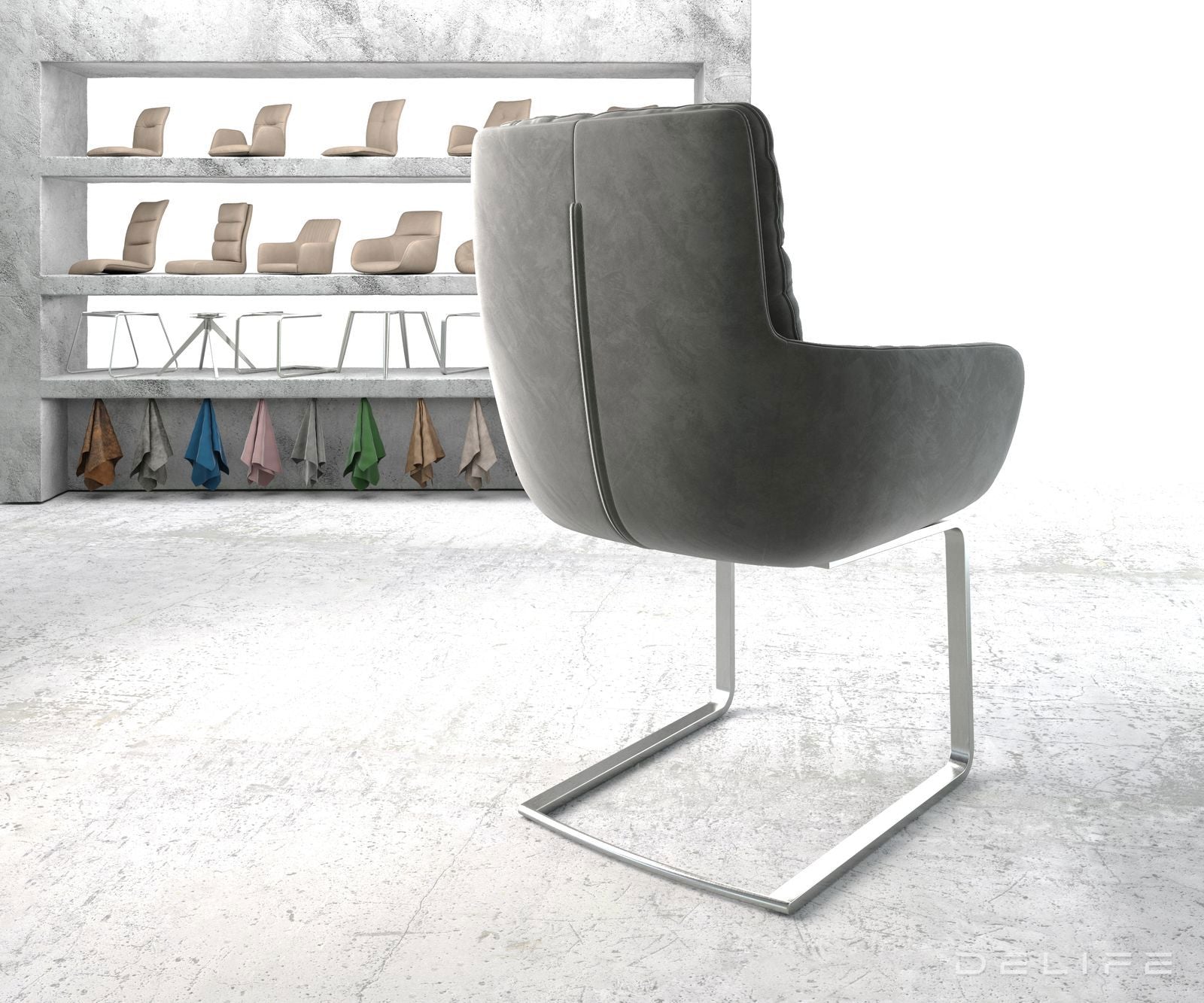 Blagovaonska stolica s rukonaslonom Abelia, Materijal: Baršun