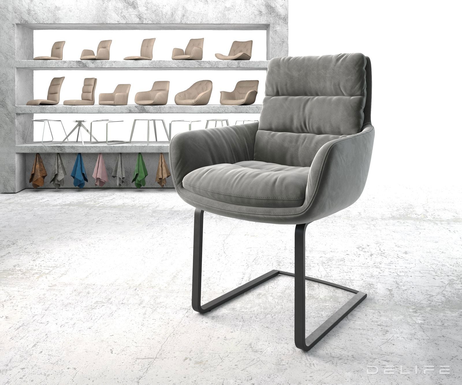 Blagovaonska stolica s rukonaslonom Abelia, Materijal: Baršun