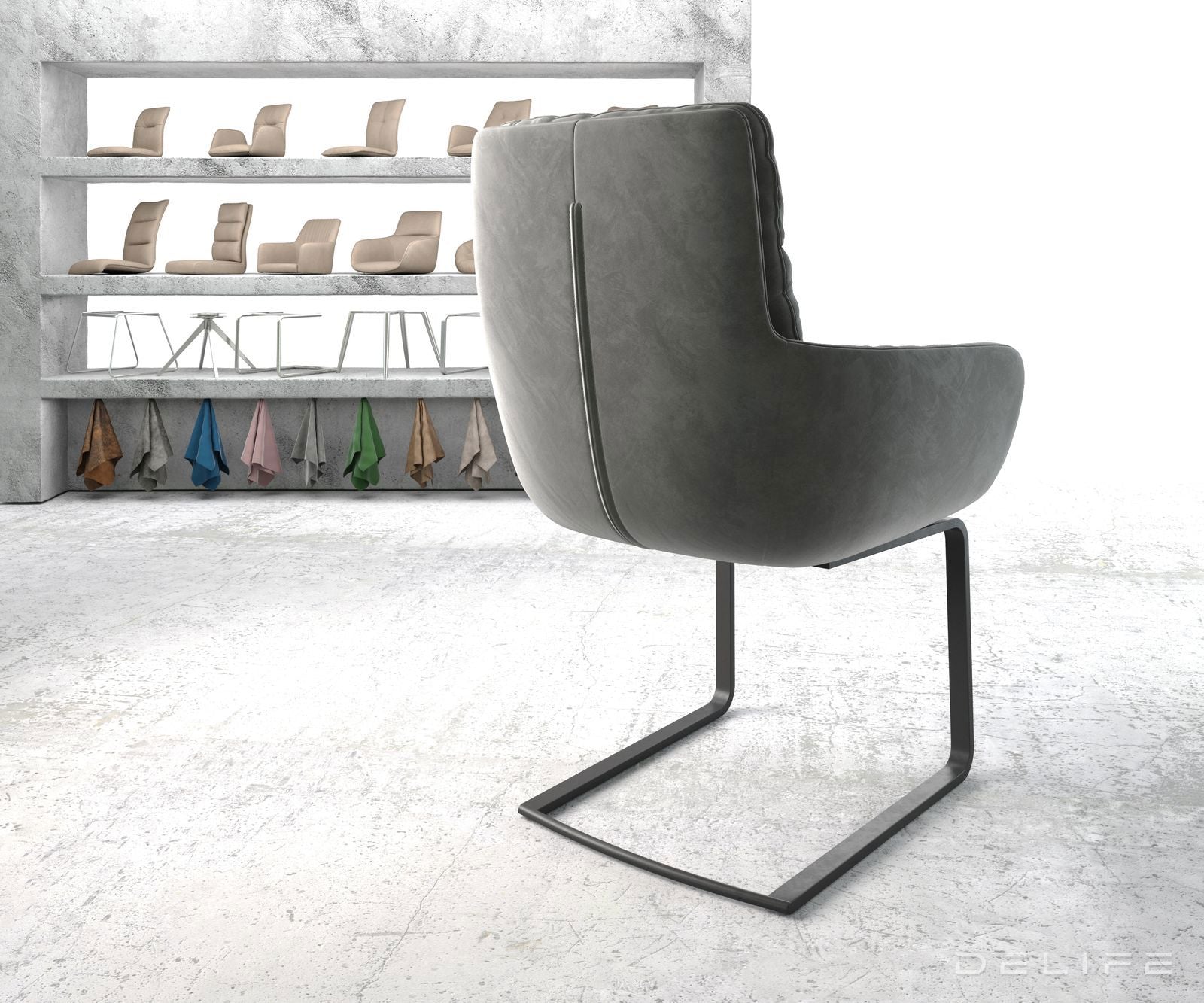 Blagovaonska stolica s rukonaslonom Abelia, Materijal: Baršun