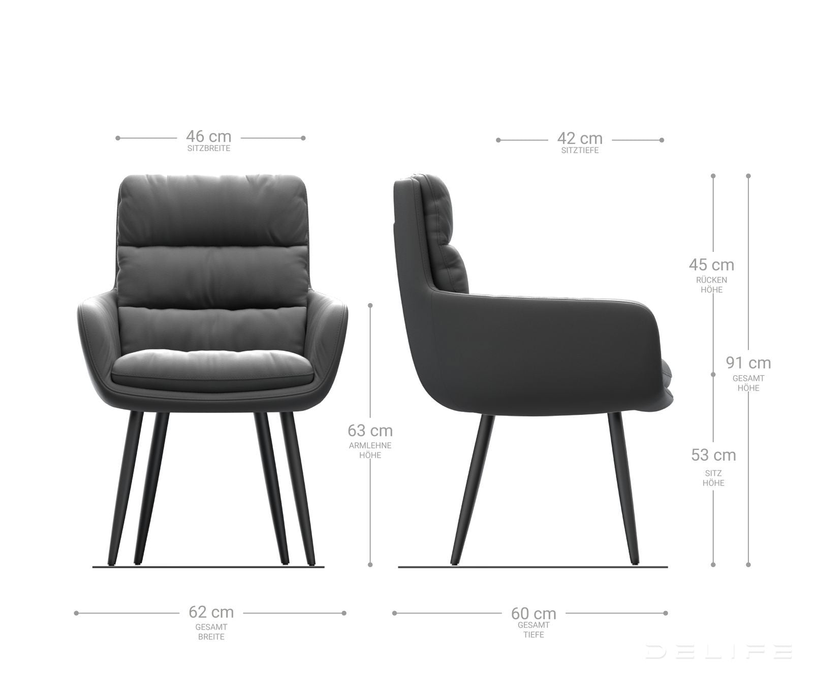 Blagovaonska stolica s rukonaslonom Abelia, Materijal: Mikrofibra