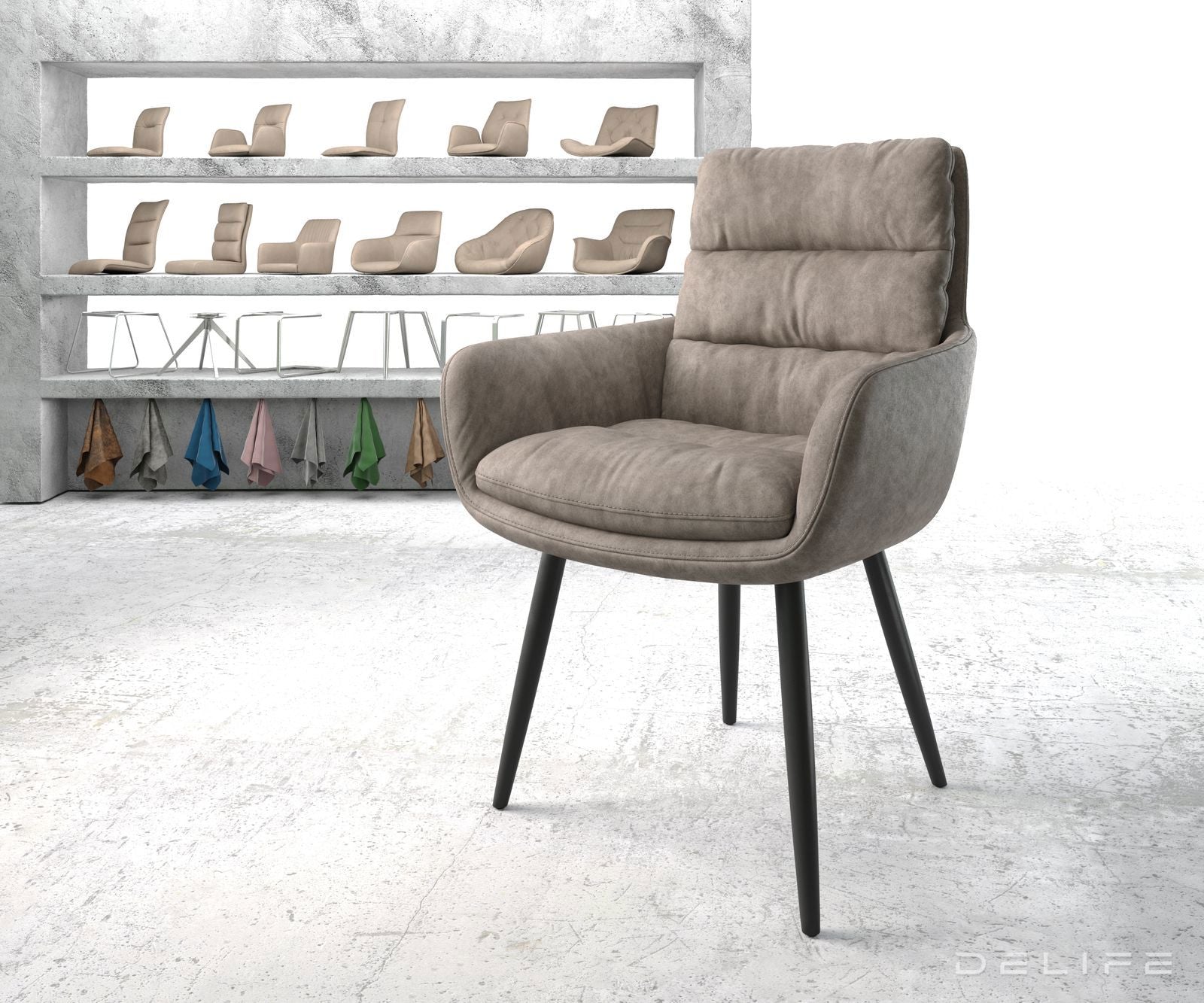 Blagovaonska stolica s rukonaslonom Abelia, Materijal: Mikrofibra