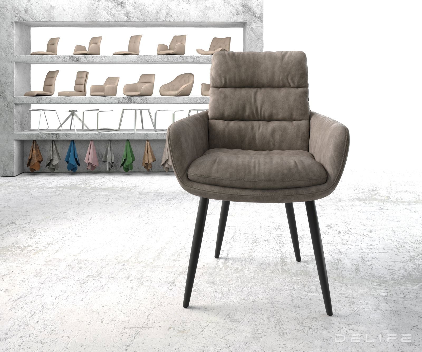 Blagovaonska stolica s rukonaslonom Abelia, Materijal: Mikrofibra