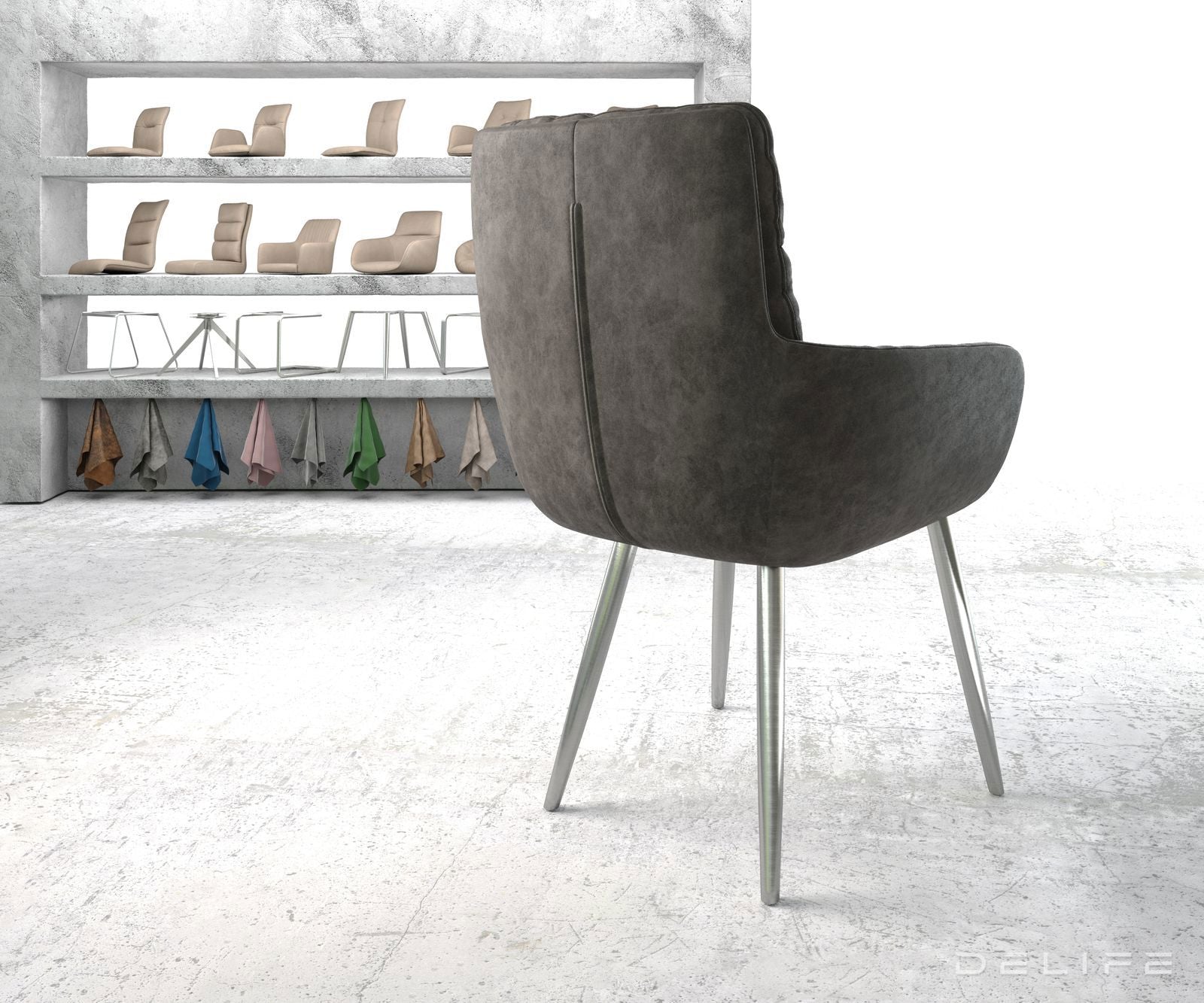 Blagovaonska stolica s rukonaslonom Abelia, Materijal: Mikrofibra