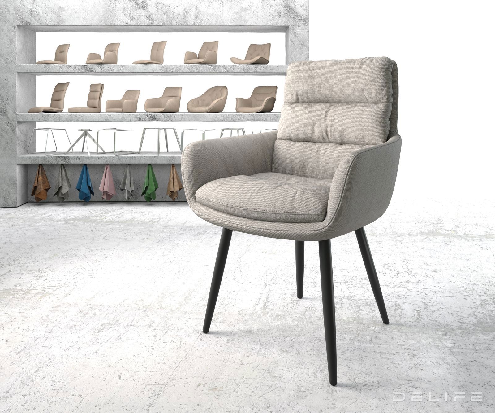 Blagovaonska stolica s rukonaslonom Abelia, Materijal: Ravno tkanje