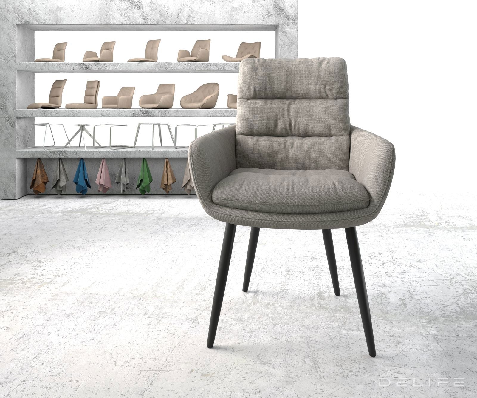 Blagovaonska stolica s rukonaslonom Abelia, Materijal: Ravno tkanje