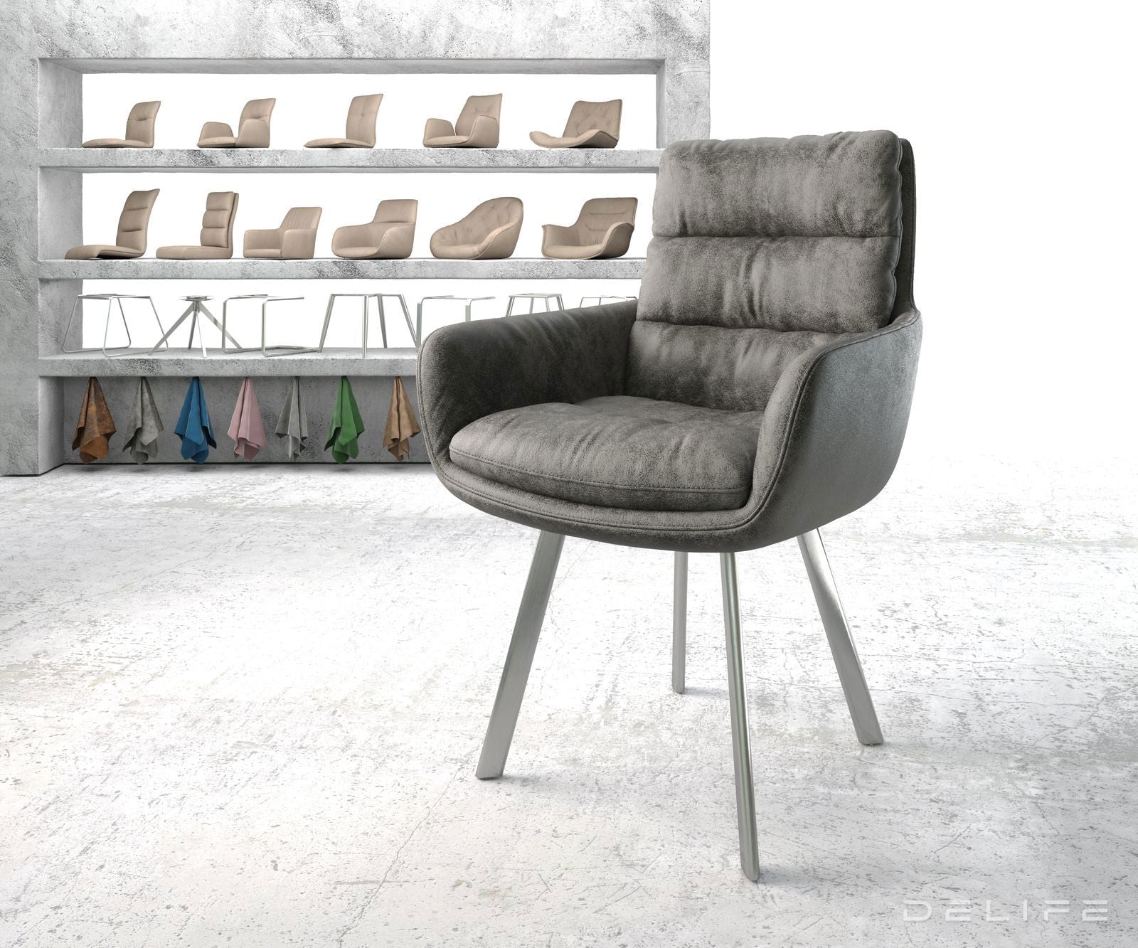 Blagovaonska stolica s rukonaslonom Abelia, Materijal: Mikrofibra