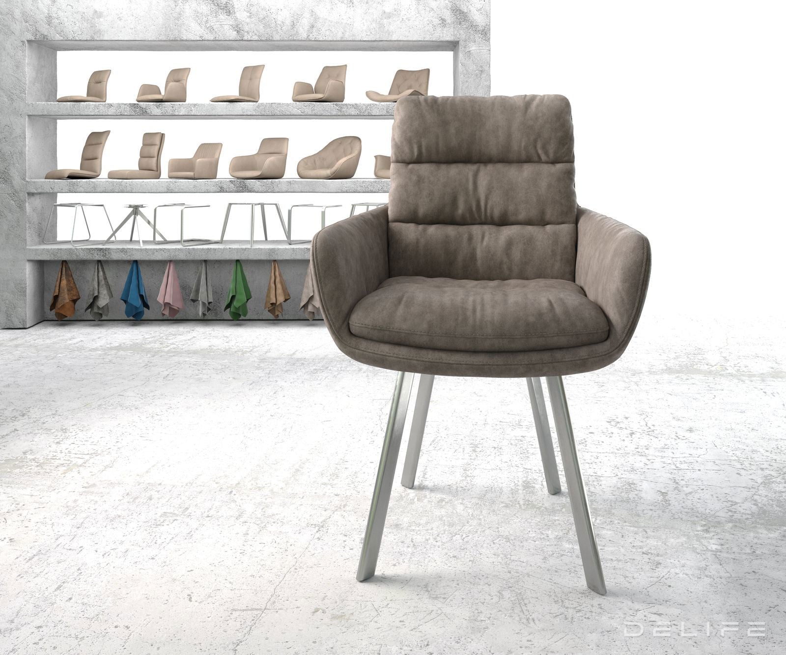 Blagovaonska stolica s rukonaslonom Abelia, Materijal: Mikrofibra