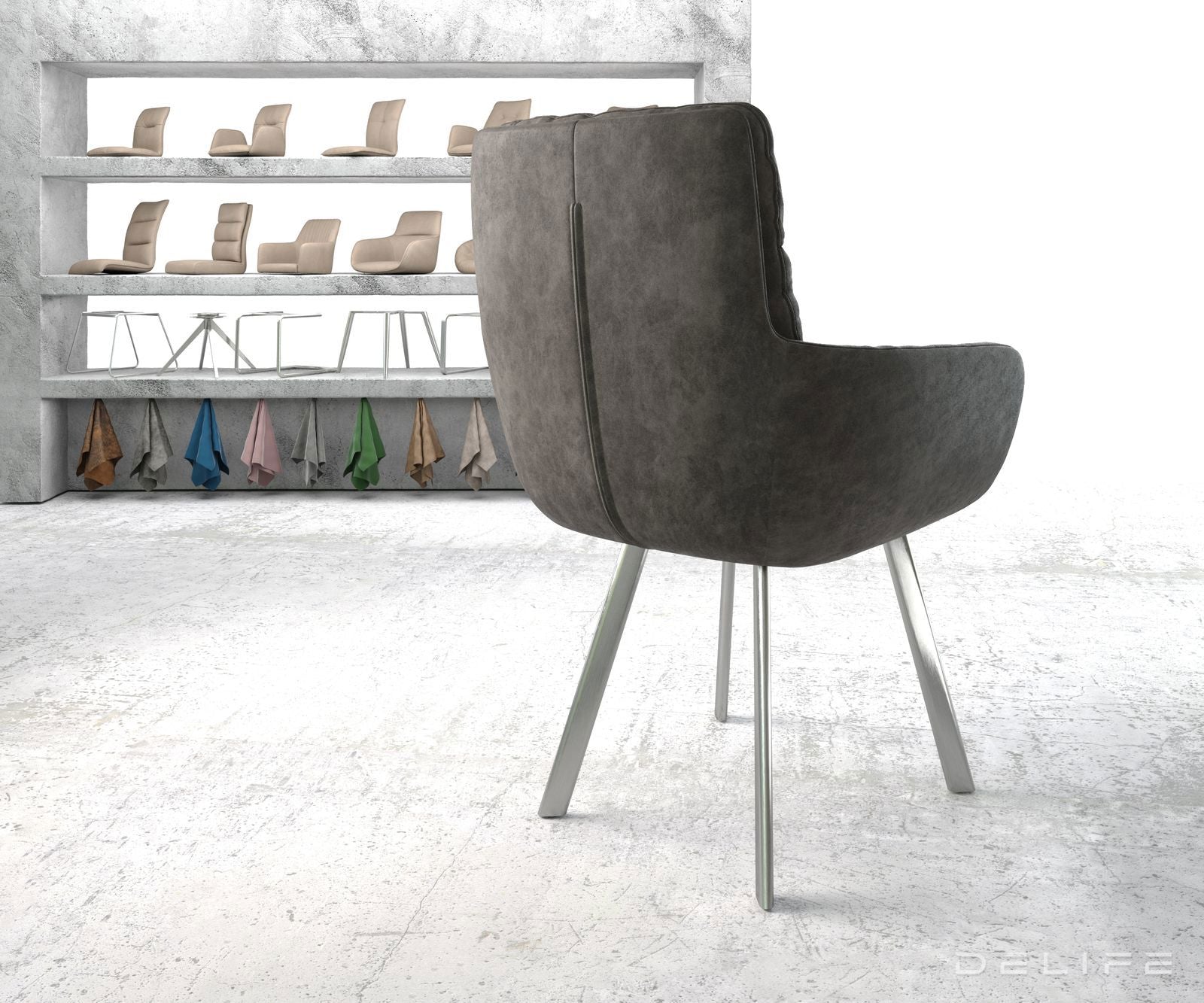 Blagovaonska stolica s rukonaslonom Abelia, Materijal: Mikrofibra