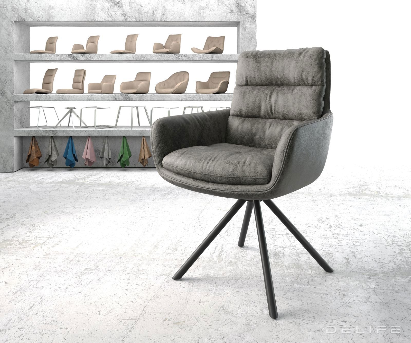 Blagovaonska stolica s rukonaslonom Abelia, Materijal: Mikrofibra