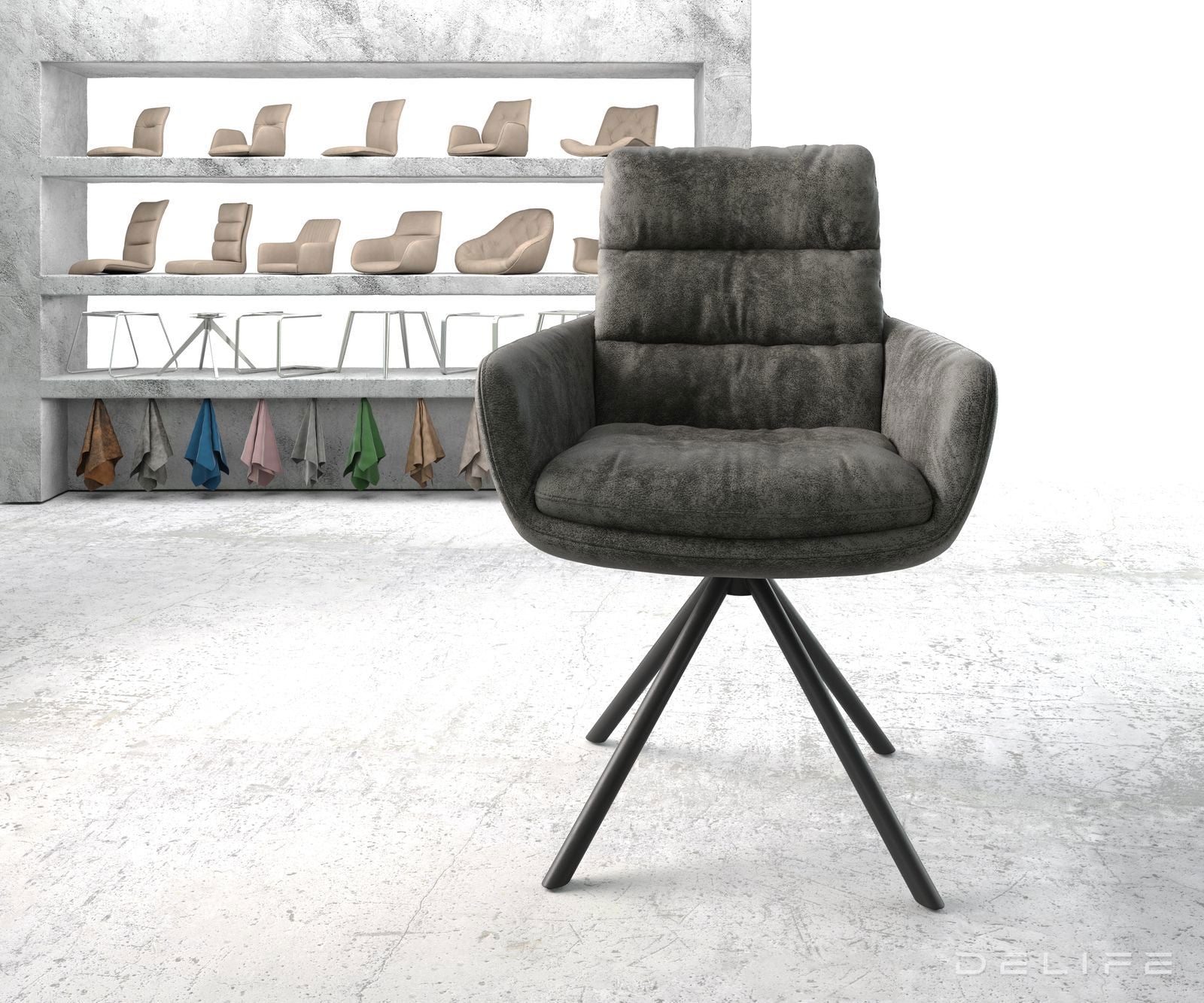 Blagovaonska stolica s rukonaslonom Abelia, Materijal: Mikrofibra