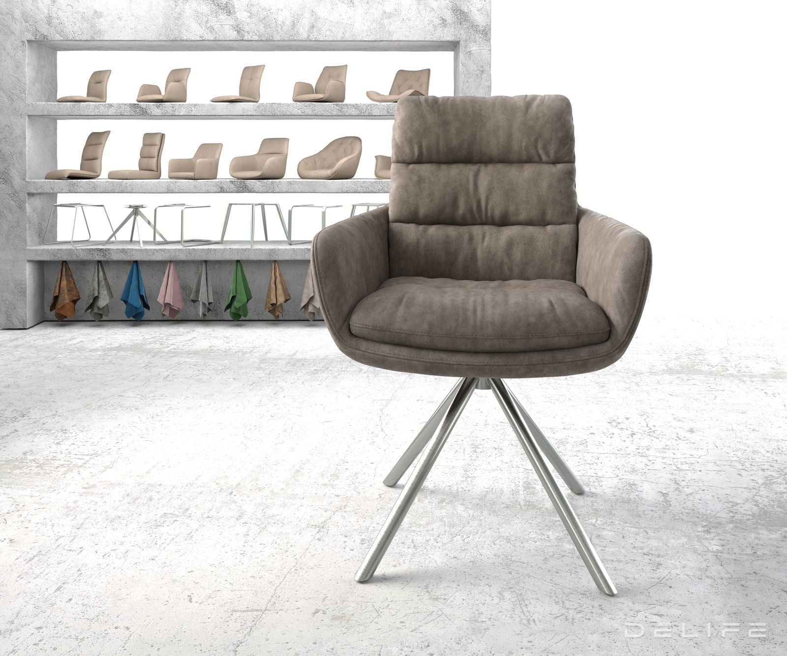 Blagovaonska stolica s rukonaslonom Abelia, Materijal: Mikrofibra