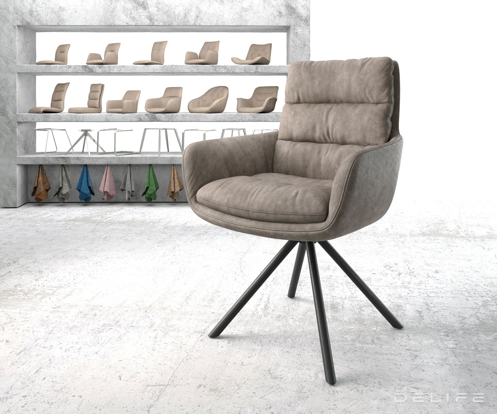 Blagovaonska stolica s rukonaslonom Abelia, Materijal: Mikrofibra