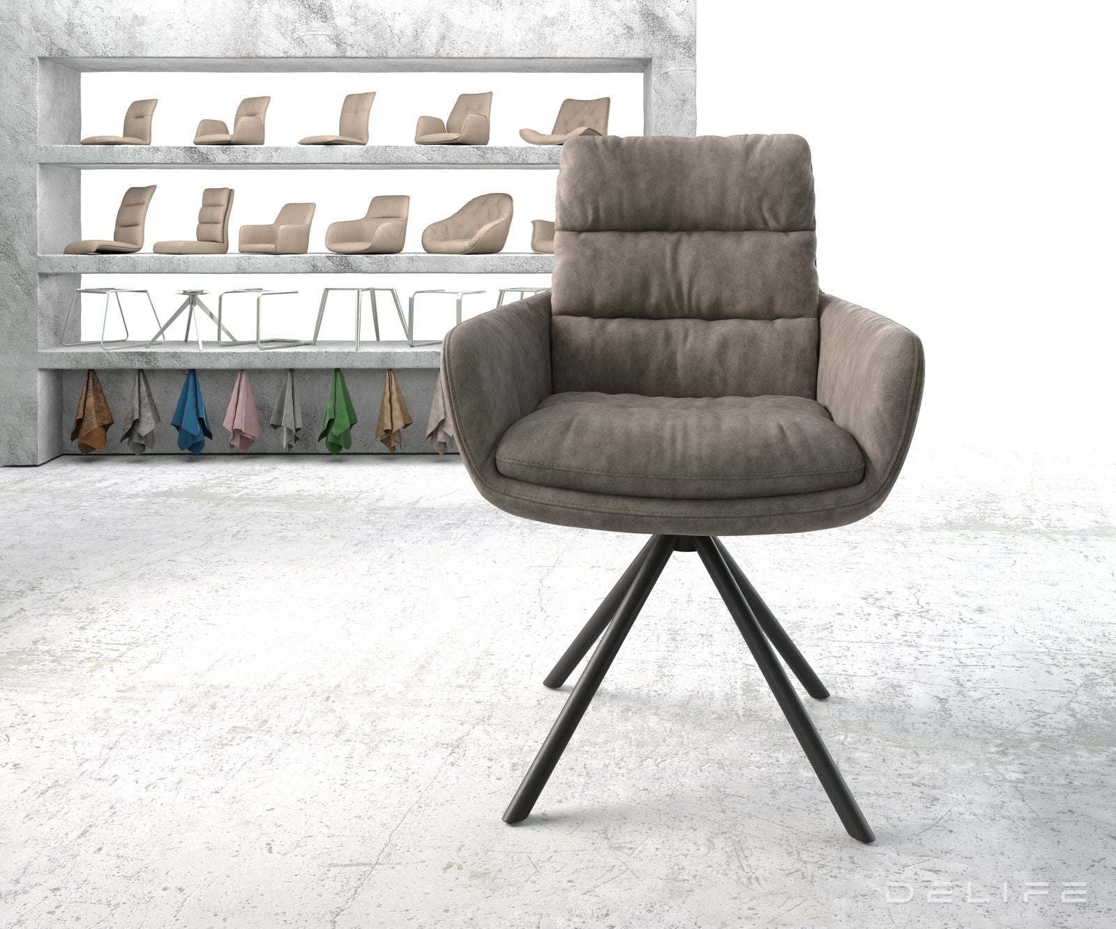 Blagovaonska stolica s rukonaslonom Abelia, Materijal: Mikrofibra