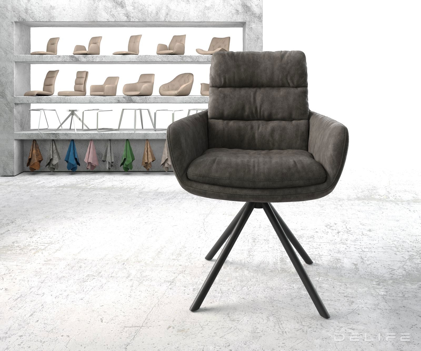 Blagovaonska stolica s rukonaslonom Abelia, Materijal: Mikrofibra