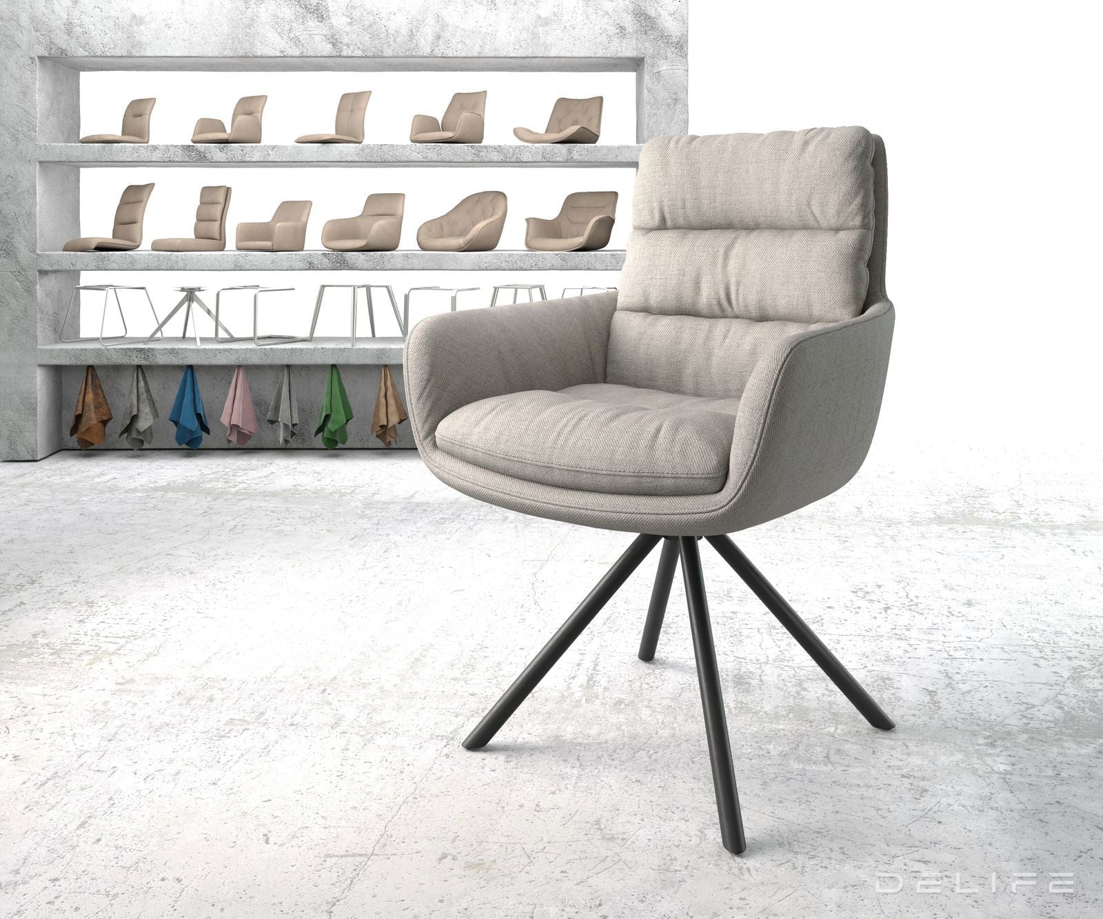 Blagovaonska stolica s rukonaslonom Abelia, Materijal: Ravno tkanje