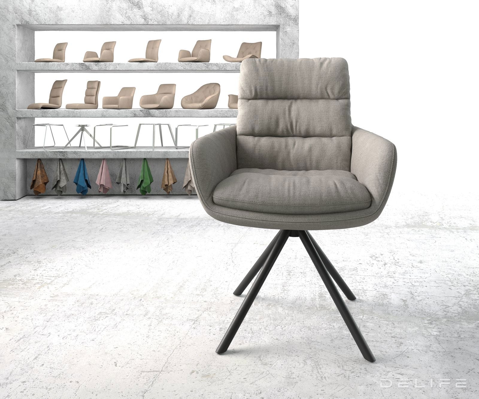 Blagovaonska stolica s rukonaslonom Abelia, Materijal: Ravno tkanje