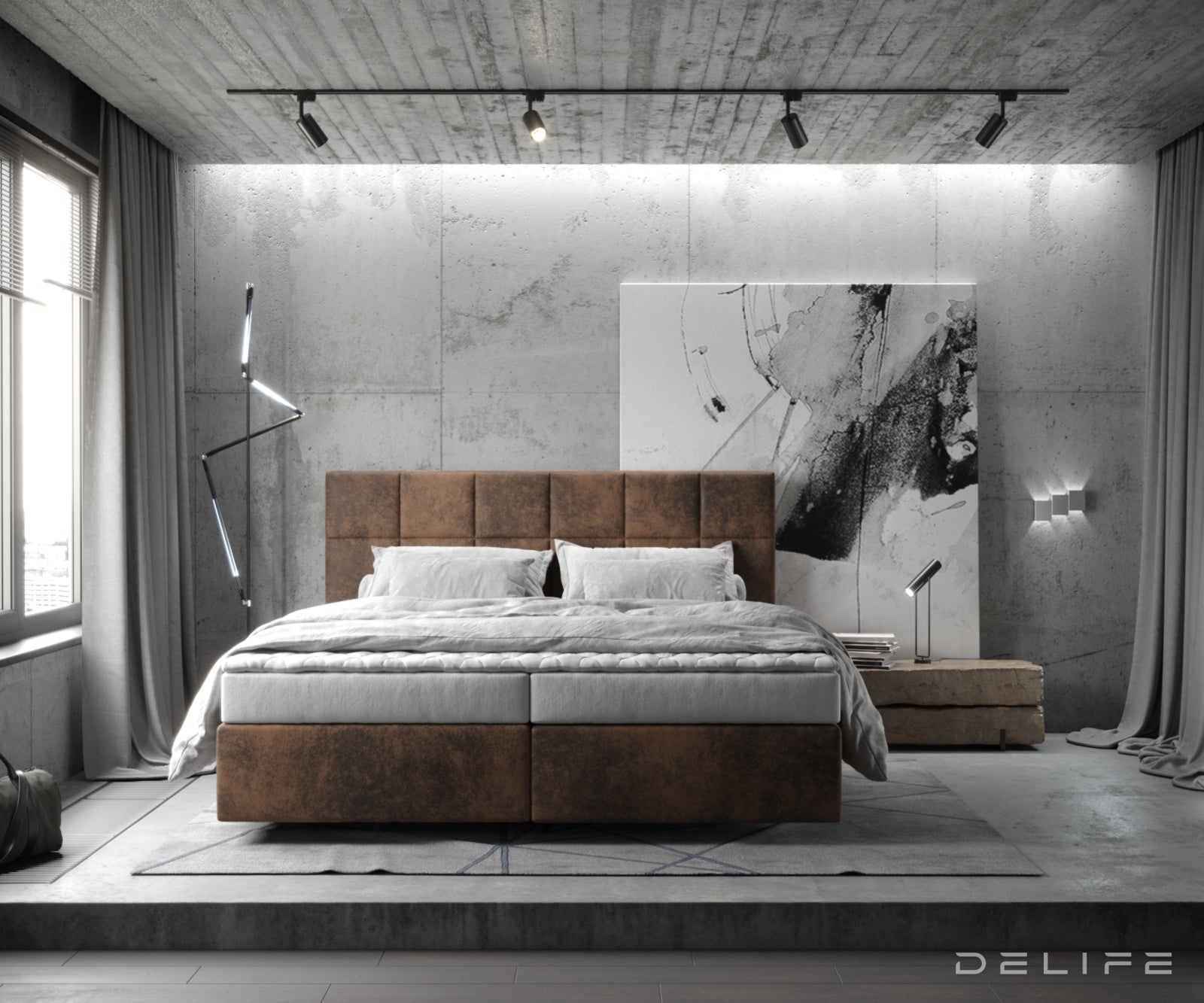 Box spring krevet Dream-Fine s madracem i nadmadracem - Kvadratni prošiv - Mikrofibra