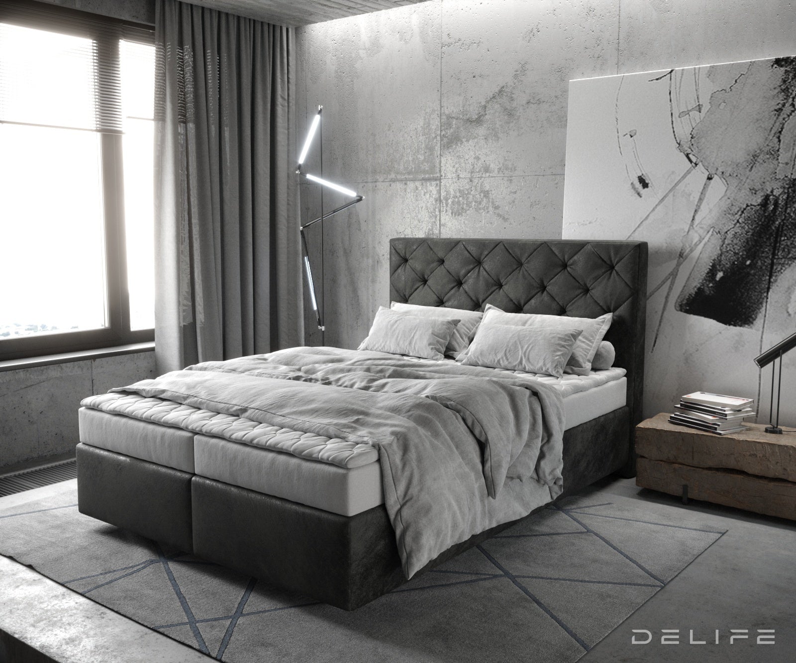 Box spring krevet Dream-Great s madracem i nadmadracem - Chesterfield prošiv - Mikrofiber