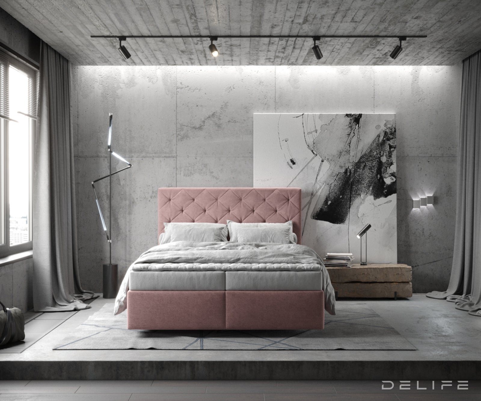 Box spring krevet Dream-Great s madracem i nadmadracem - Chesterfield prošiv - Mikrofiber