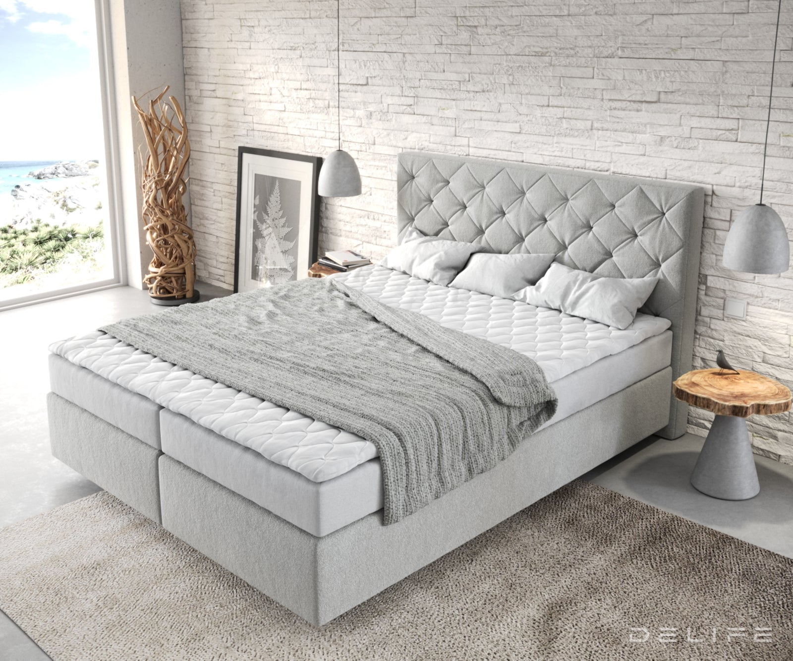 Box spring krevet Dream-Great s madracem i nadmadracem - Chesterfield prošiv - Mikrofiber