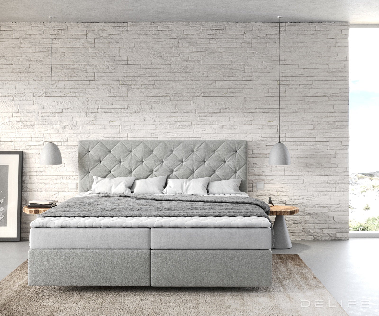 Box spring krevet Dream-Great s madracem i nadmadracem - Chesterfield prošiv - Mikrofiber