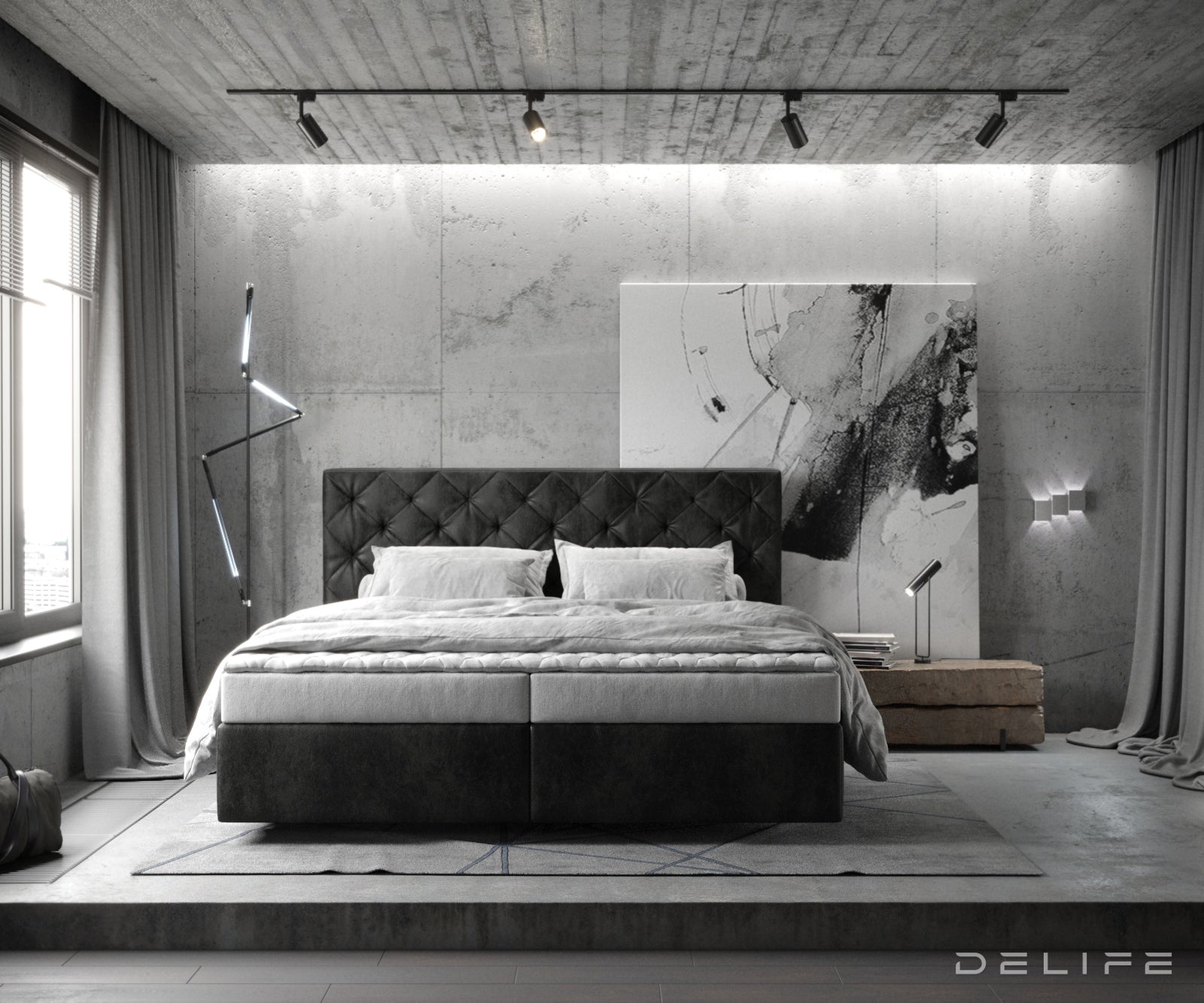 Box spring krevet Dream-Great s madracem i nadmadracem - Chesterfield prošiv - Mikrofiber