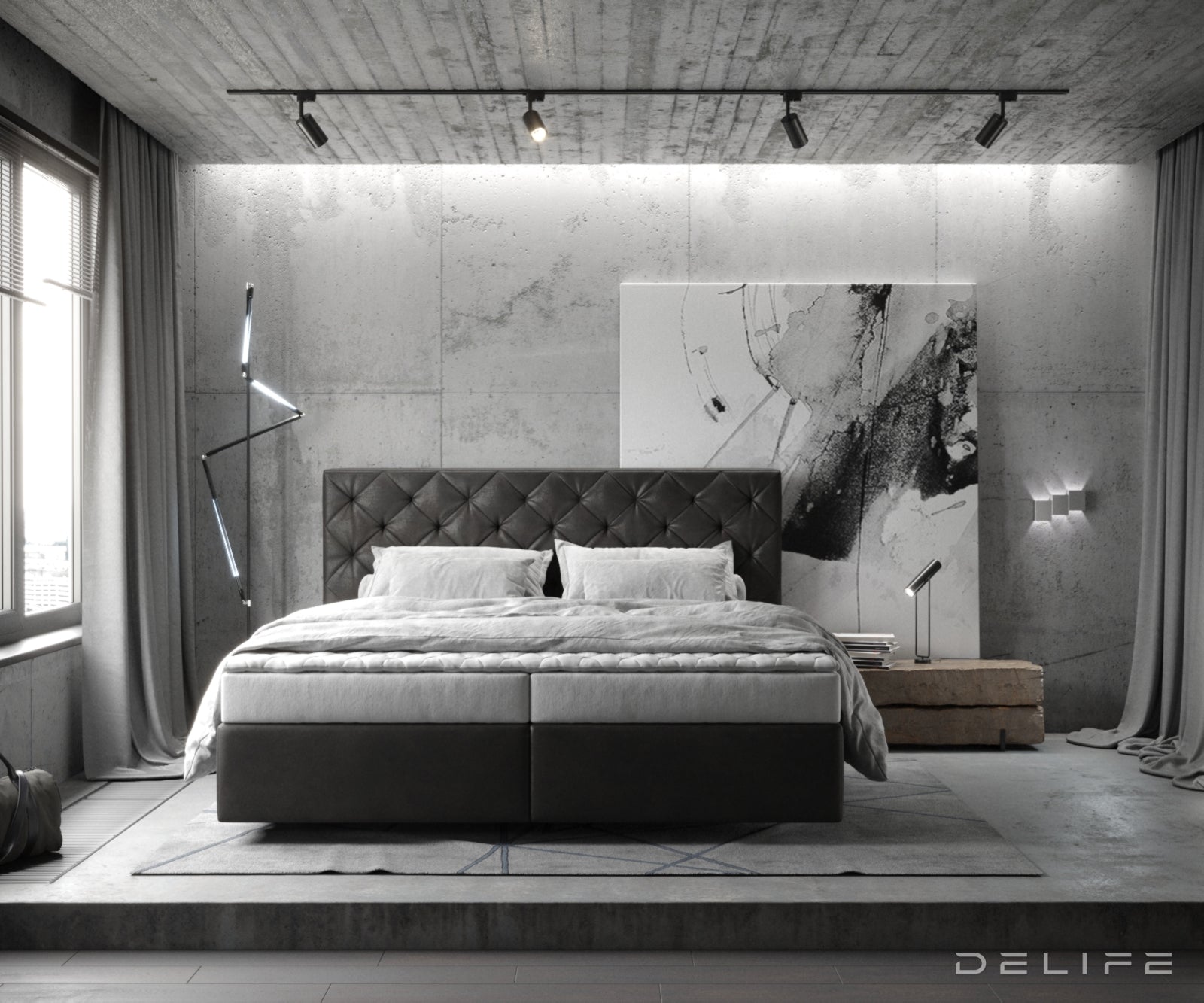 Box spring krevet Dream-Great s madracem i nadmadracem - Chesterfield prošiv - Imitiacija kože