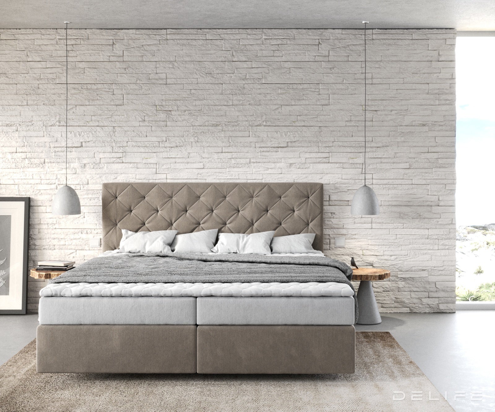 Box spring krevet Dream-Great s madracem i nadmadracem - Chesterfield prošiv - Mikrofiber