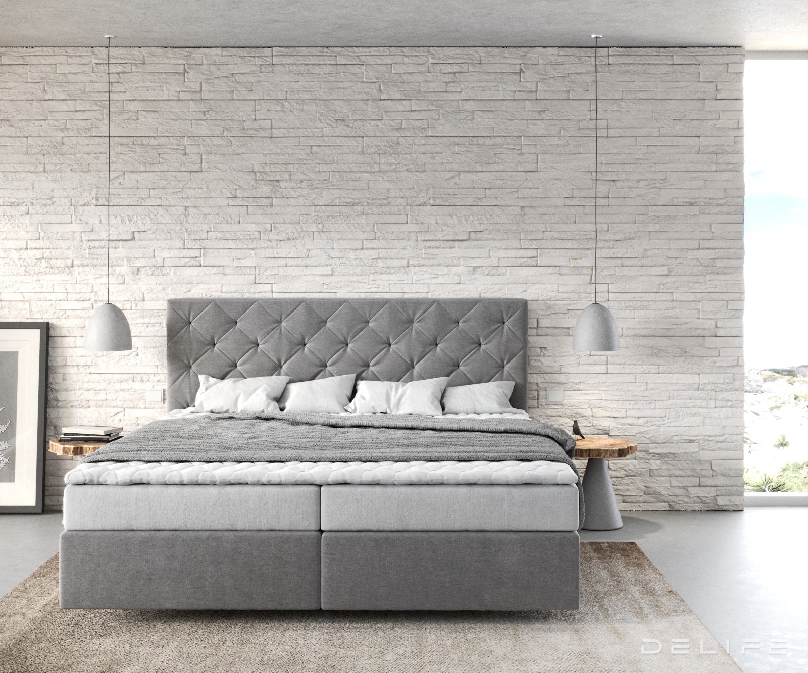 Box spring krevet Dream-Great s madracem i nadmadracem - Chesterfield prošiv - Mikrofiber