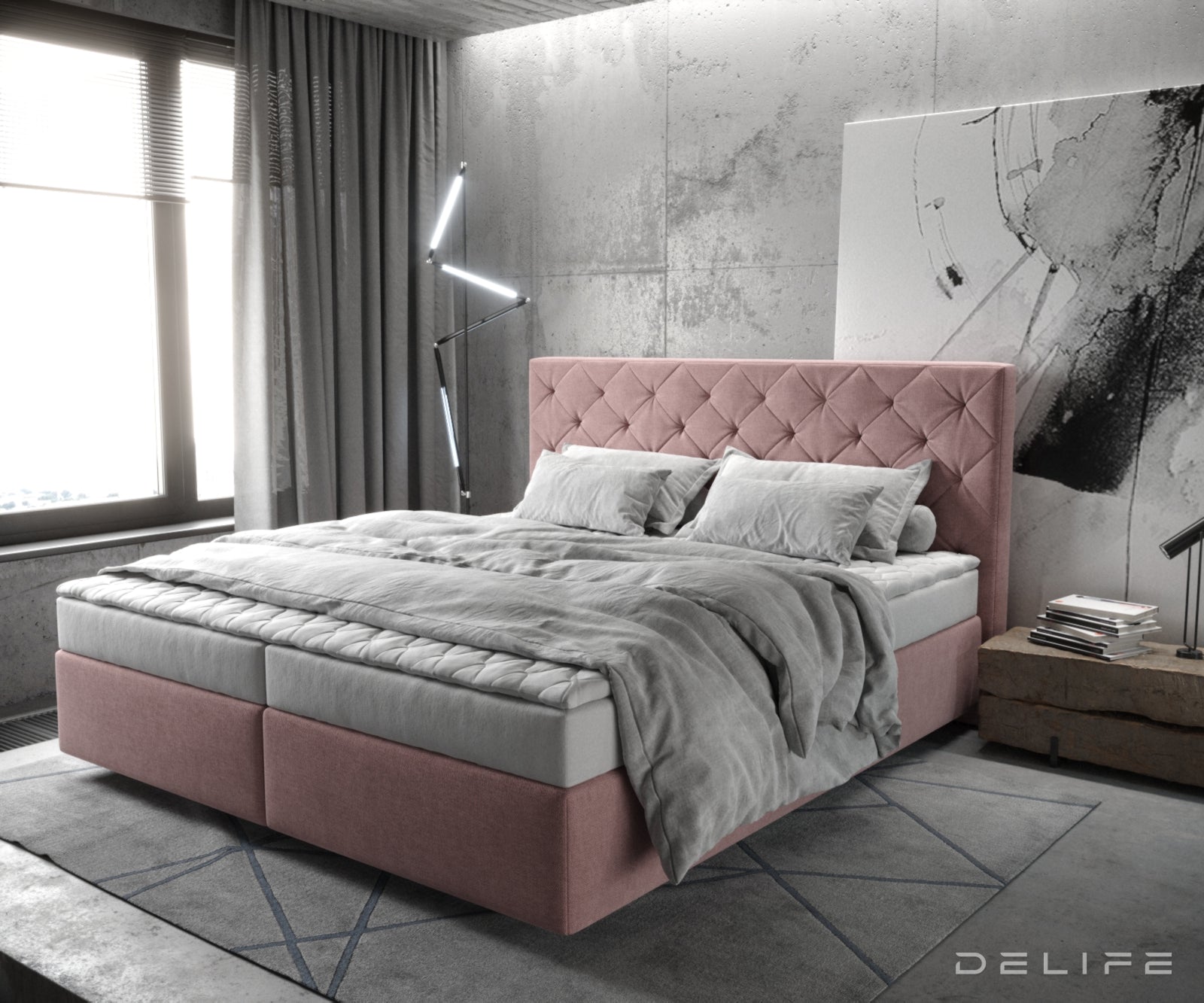 Box spring krevet Dream-Great s madracem i nadmadracem - Chesterfield prošiv - Mikrofiber