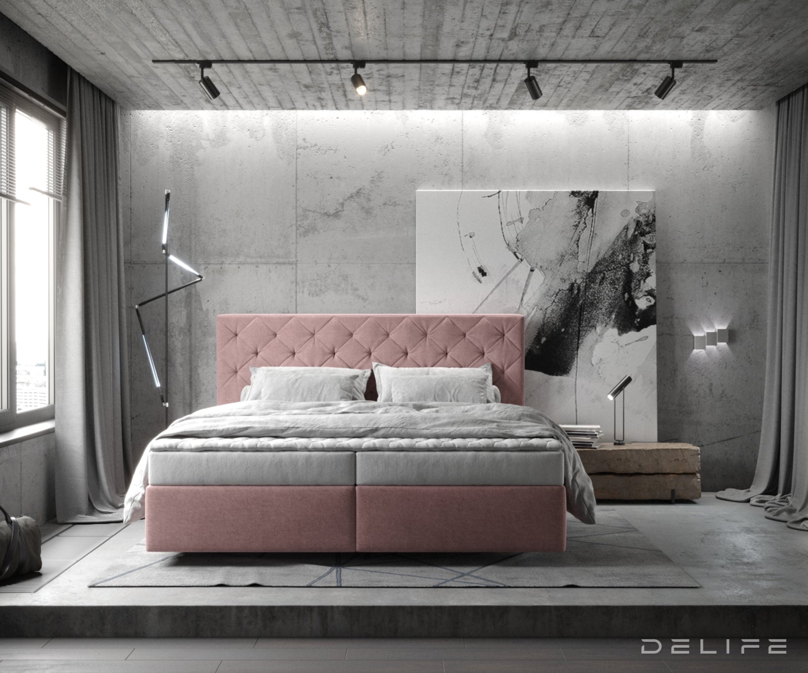 Box spring krevet Dream-Great s madracem i nadmadracem - Chesterfield prošiv - Mikrofiber