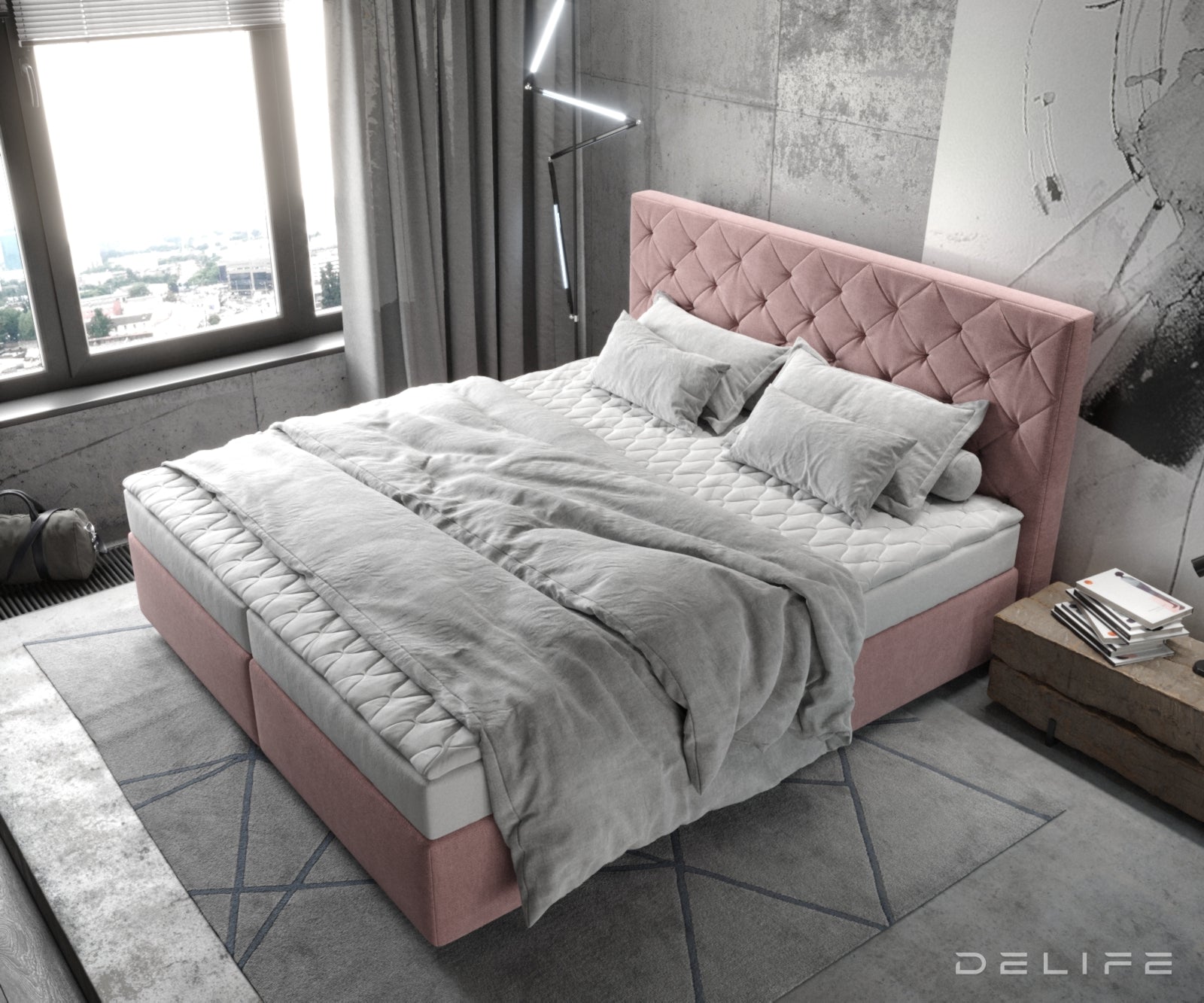 Box spring krevet Dream-Great s madracem i nadmadracem - Chesterfield prošiv - Mikrofiber